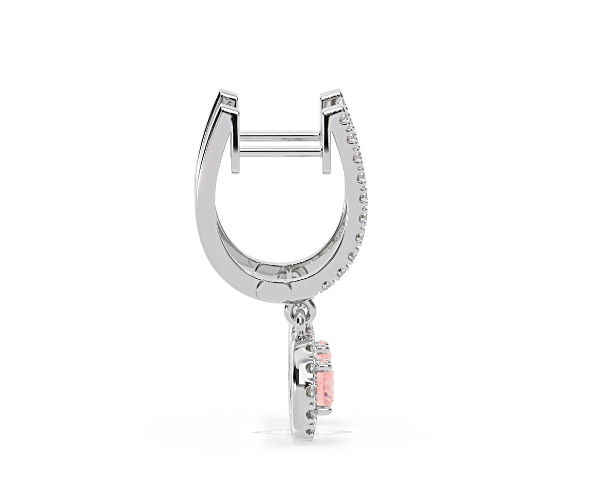 Ella Pink Lab Diamond 1.48ct Halo Drop Earrings in 18K White Gold - Elara Collection - Image 66