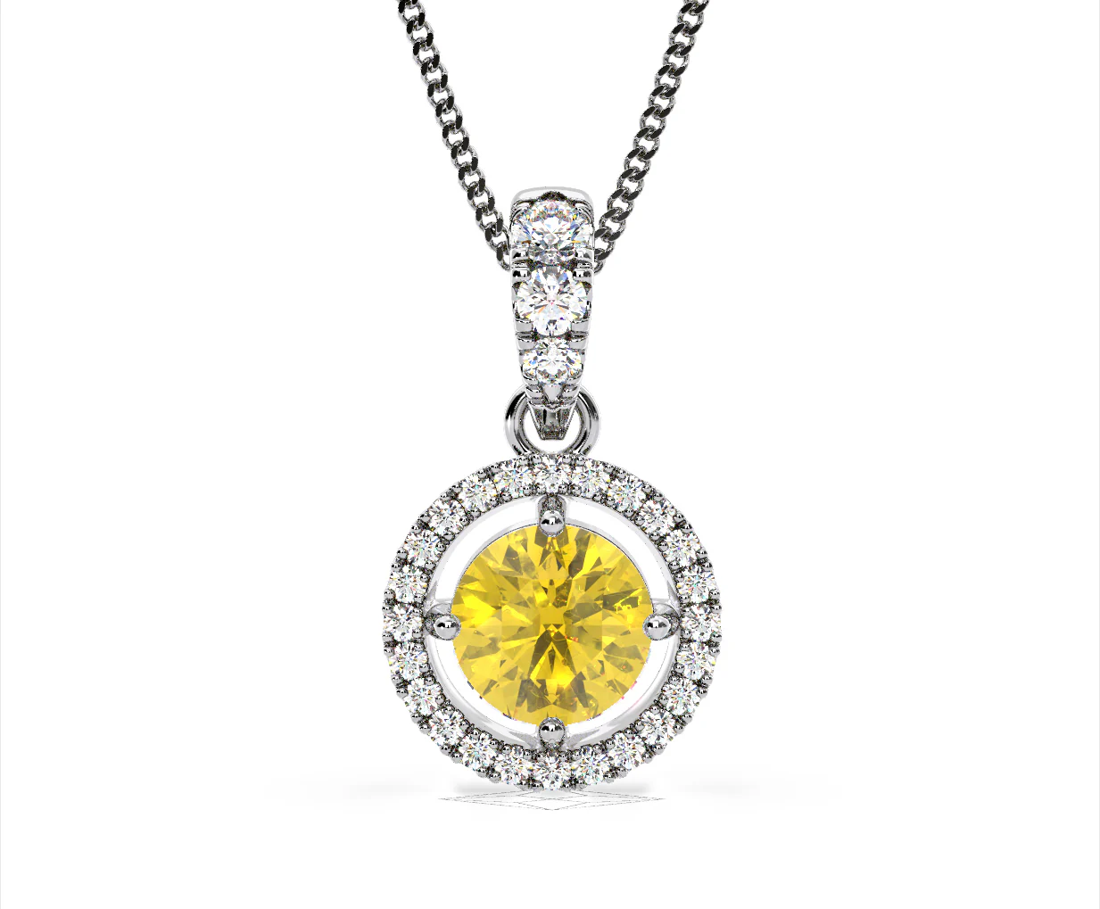 Ella Yellow Lab Diamond 1.38ct Pendant Necklace in 18K White Gold - Elara Collection - Image 11