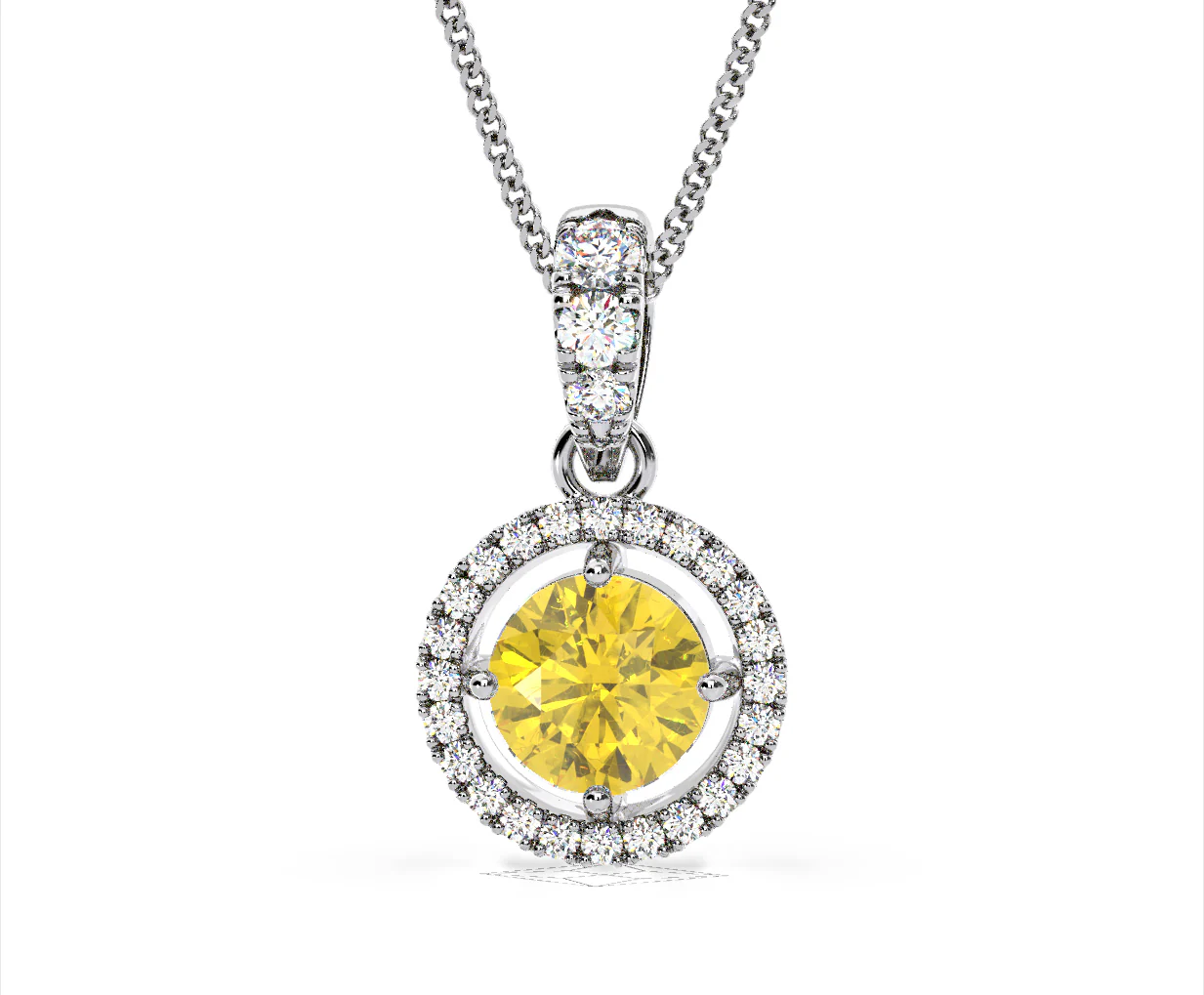 Ella Yellow Lab Diamond 1.38ct Pendant Necklace in 18K White Gold - Elara Collection - Image 12