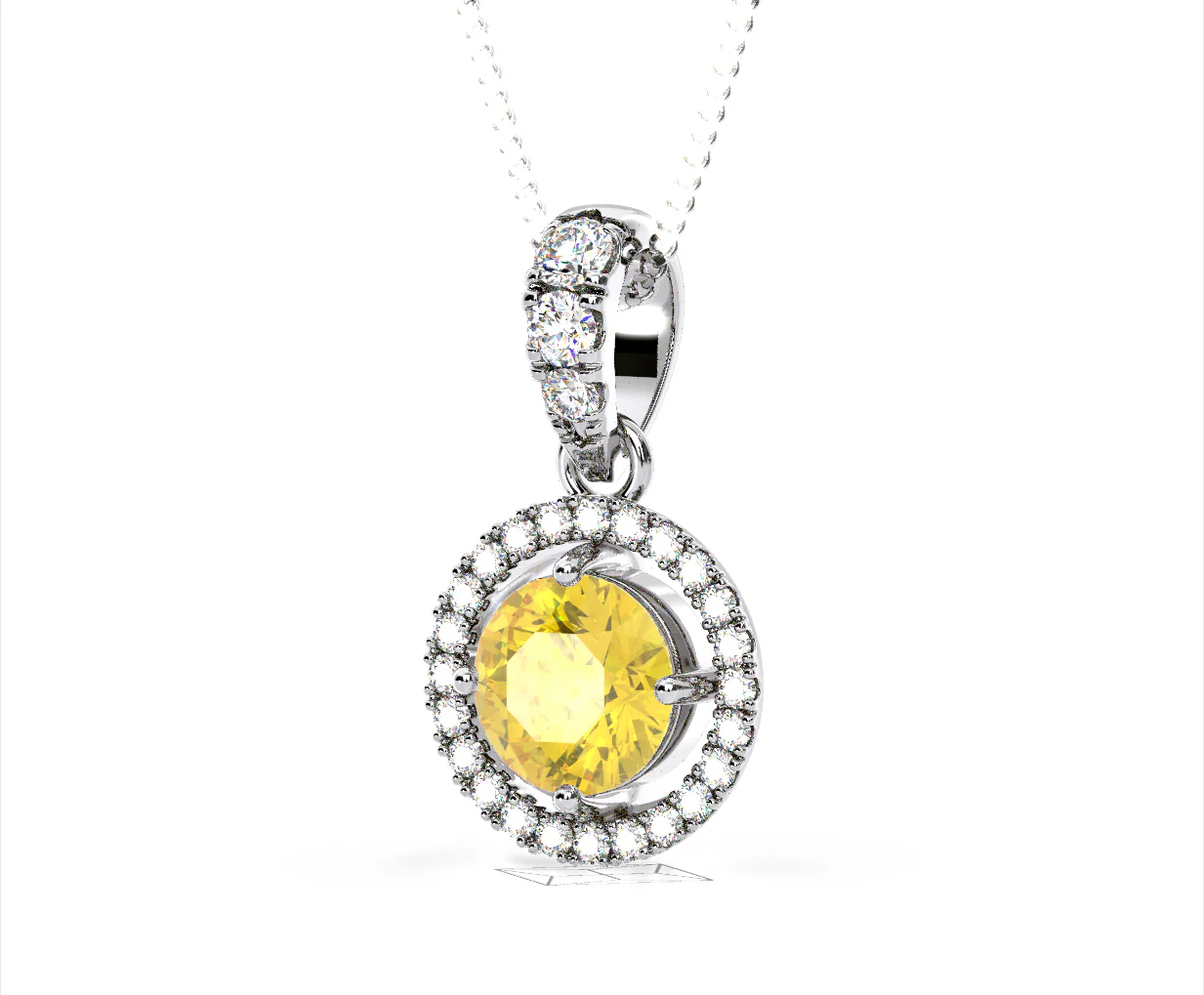 Ella Yellow Lab Diamond 1.38ct Pendant Necklace in 18K White Gold - Elara Collection - Image 17