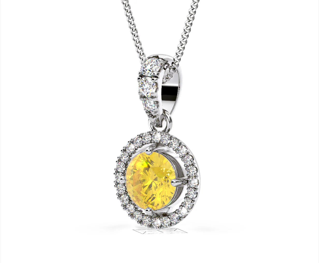 Ella Yellow Lab Diamond 1.38ct Pendant Necklace in 18K White Gold - Elara Collection - Image 18