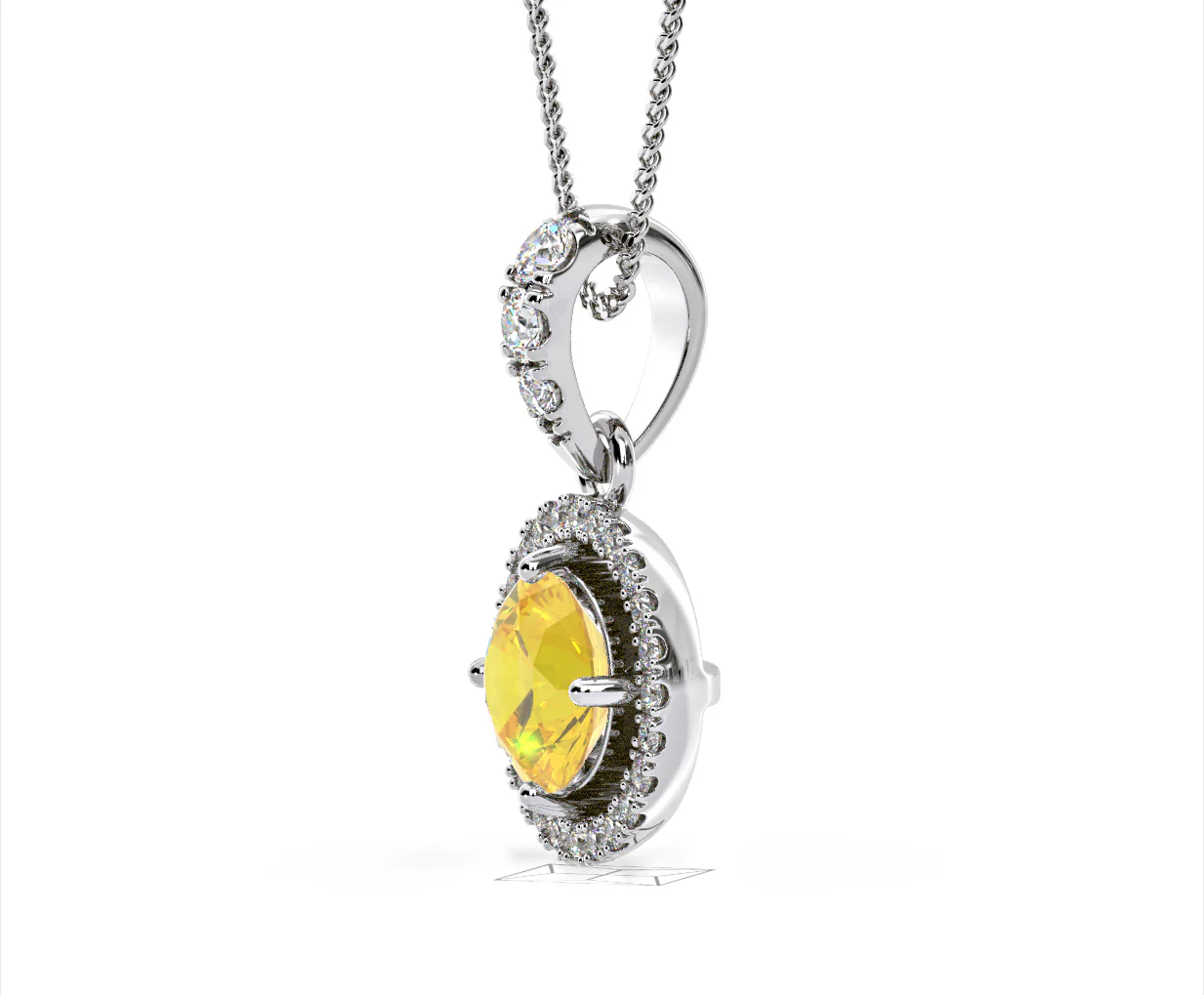 Ella Yellow Lab Diamond 1.38ct Pendant Necklace in 18K White Gold - Elara Collection - Image 25