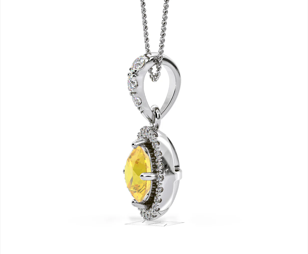 Ella Yellow Lab Diamond 1.38ct Pendant Necklace in 18K White Gold - Elara Collection - Image 27