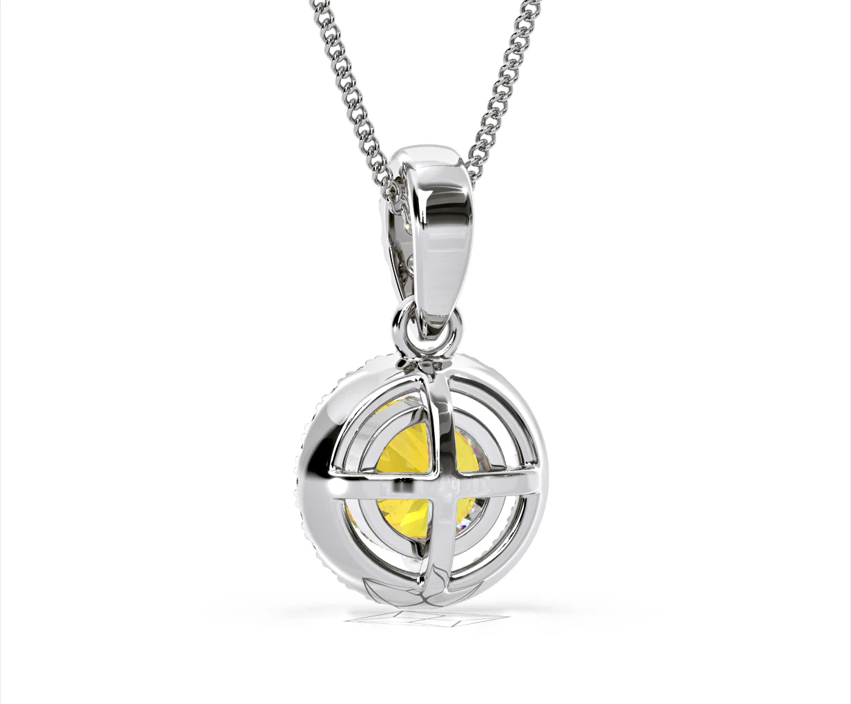 Ella Yellow Lab Diamond 1.38ct Pendant Necklace in 18K White Gold - Elara Collection - Image 47