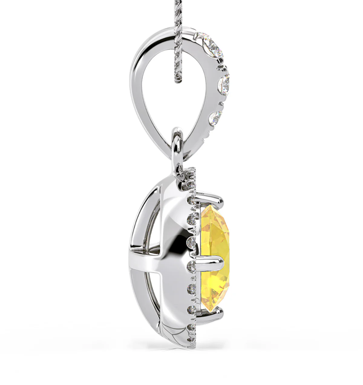 Ella Yellow Lab Diamond 1.38ct Pendant Necklace in 18K White Gold - Elara Collection - Image 5