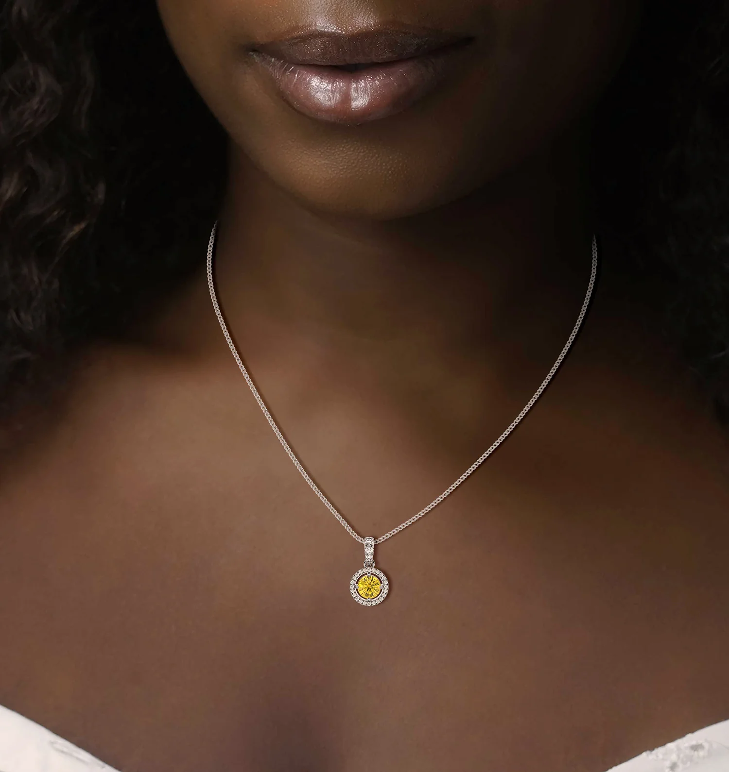Ella Yellow Lab Diamond 1.38ct Pendant Necklace in 18K White Gold - Elara Collection - Image 6