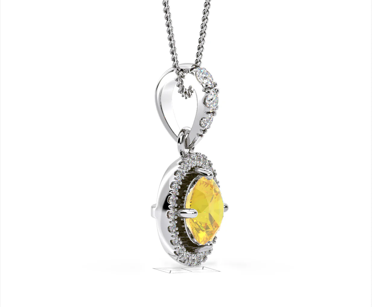 Ella Yellow Lab Diamond 1.38ct Pendant Necklace in 18K White Gold - Elara Collection - Image 76