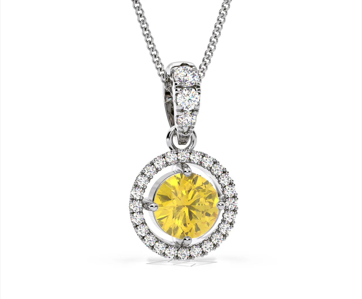 Ella Yellow Lab Diamond 1.38ct Pendant Necklace in 18K White Gold - Elara Collection - Image 87
