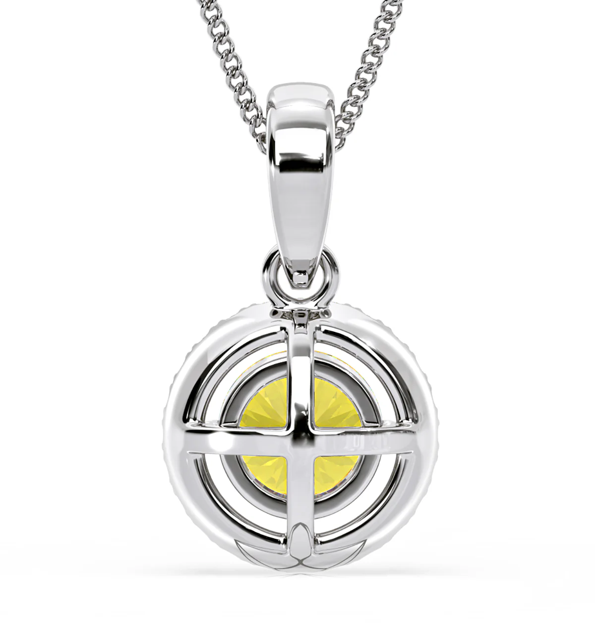 Ella Yellow Lab Diamond 1.38ct Pendant Necklace in 18K White Gold - Elara Collection - Image 9