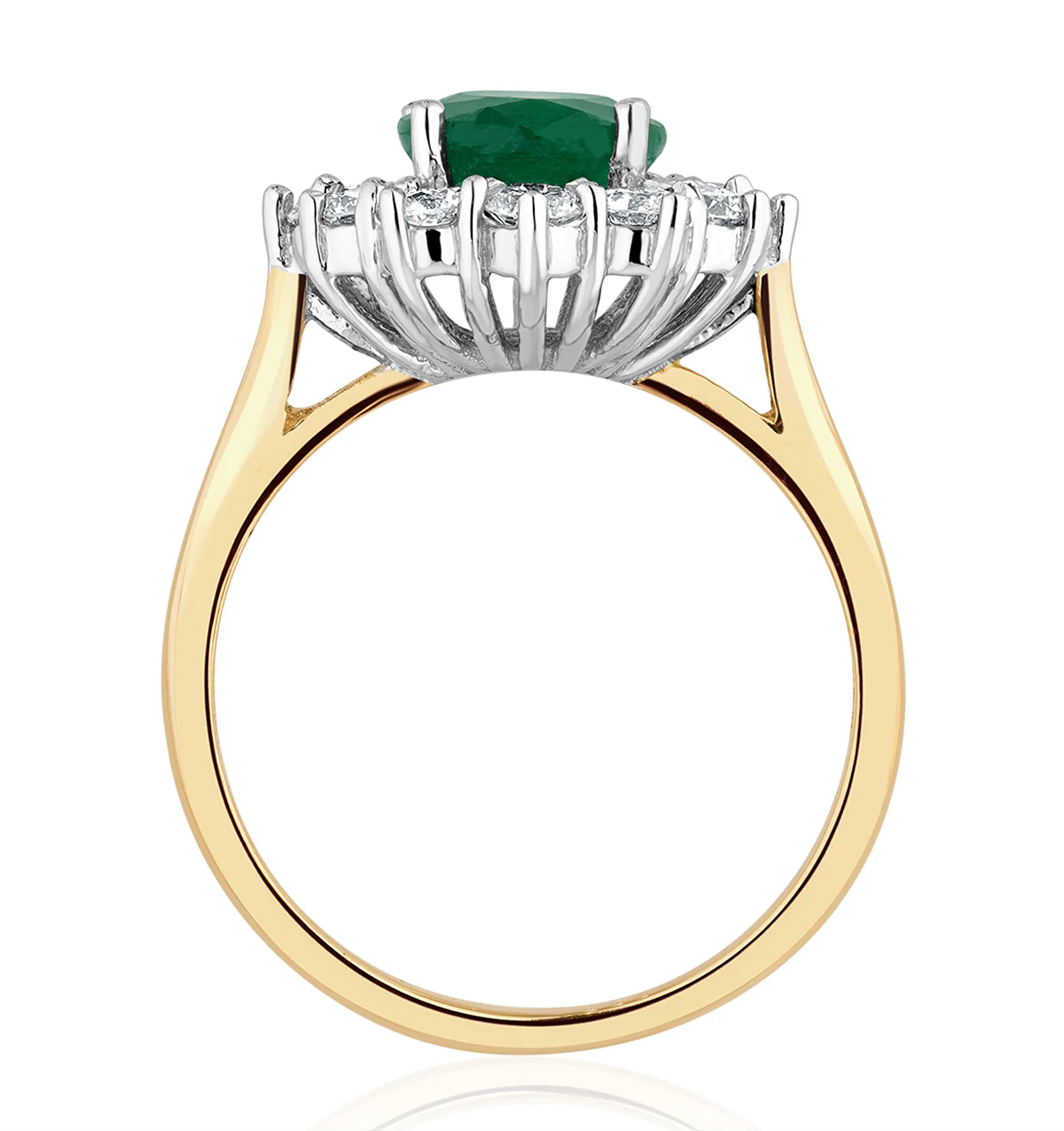 Emerald 1.95CT And Lab Diamond 1.00ct Cluster Ring in 18K Gold - Image 3