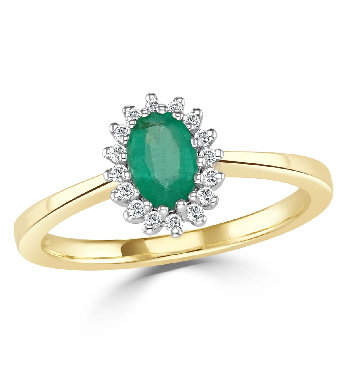 Emerald 6 x 4mm And Diamond 9K Gold Ring A3205 - Image 2