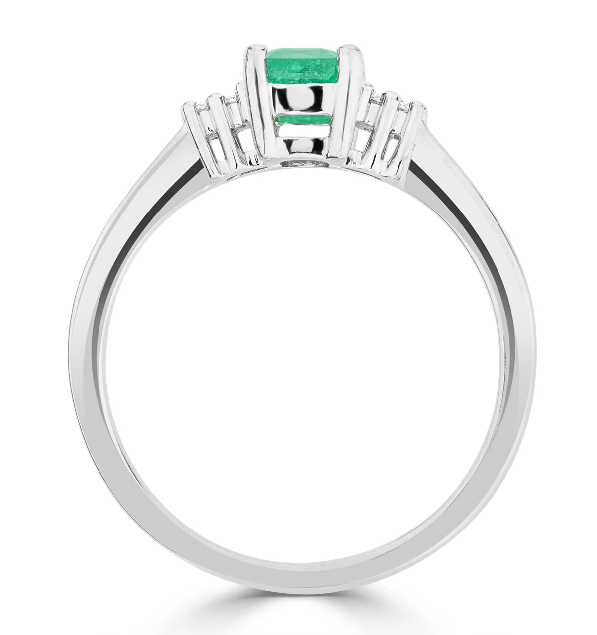 Emerald 6 x 4mm And Diamond 9K White Gold Ring A3078 - Image 3