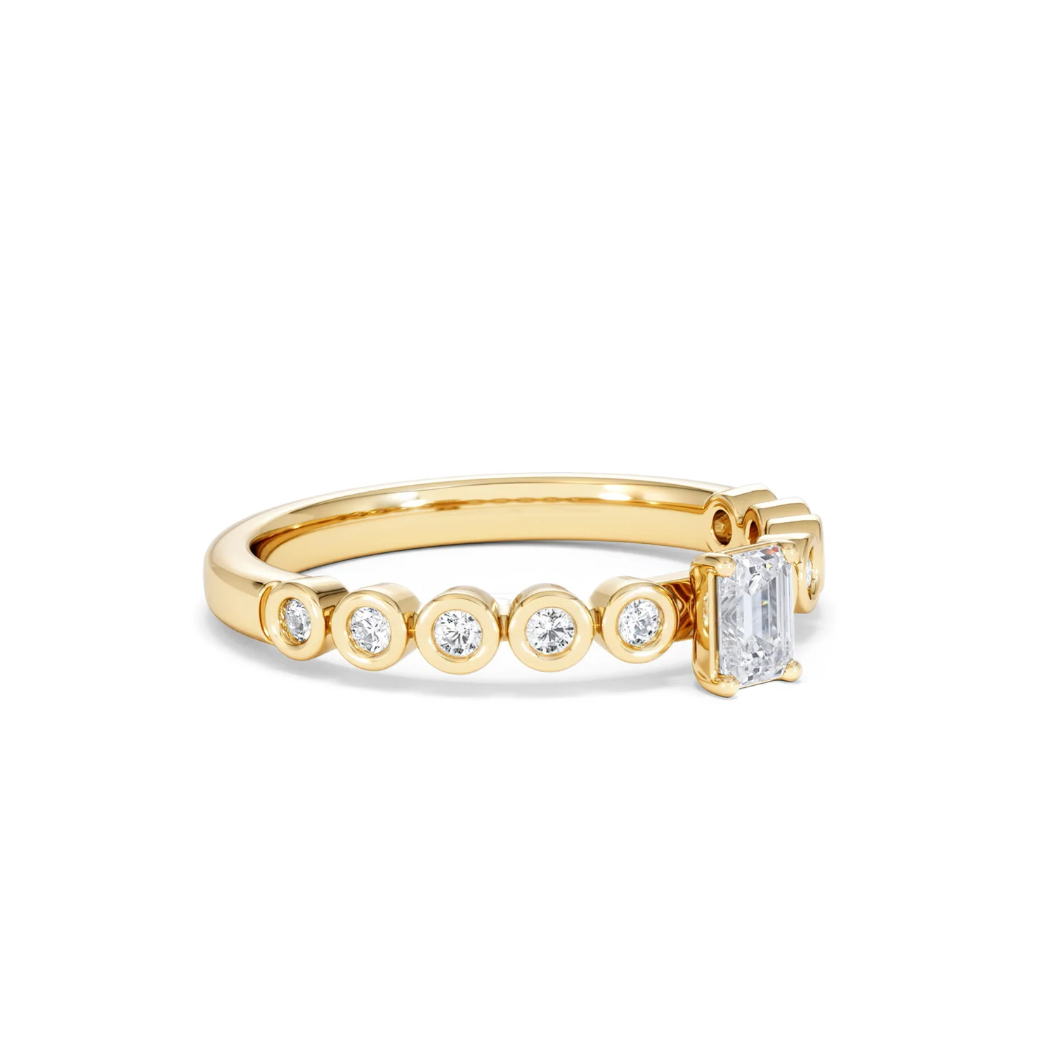 Entwine 0.30ct Emerald Cut Lab Diamond Solitaire Engagement Ring with Side Stones in 18K Gold Vermeil - Image 16