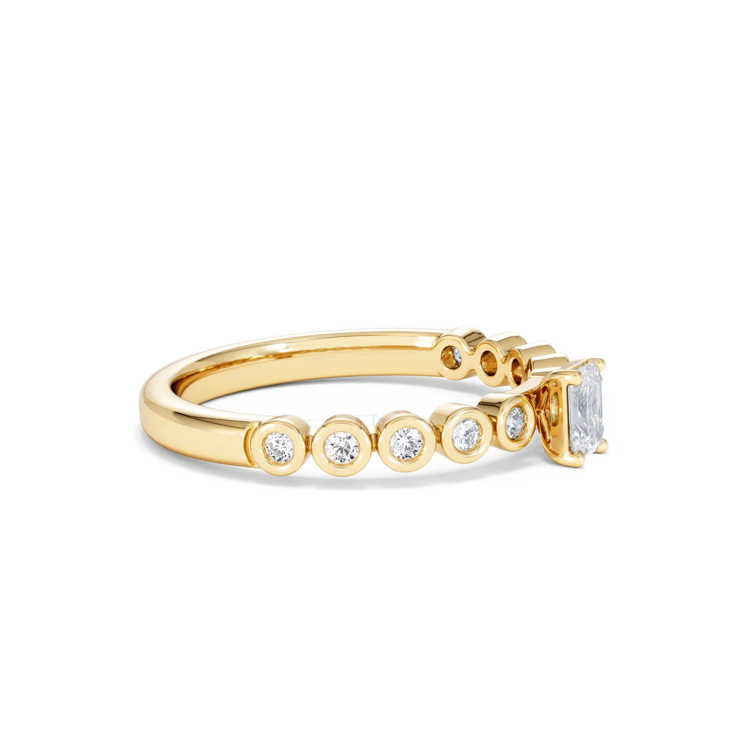 Entwine 0.30ct Emerald Cut Lab Diamond Solitaire Engagement Ring with Side Stones in 18K Gold Vermeil - Image 21