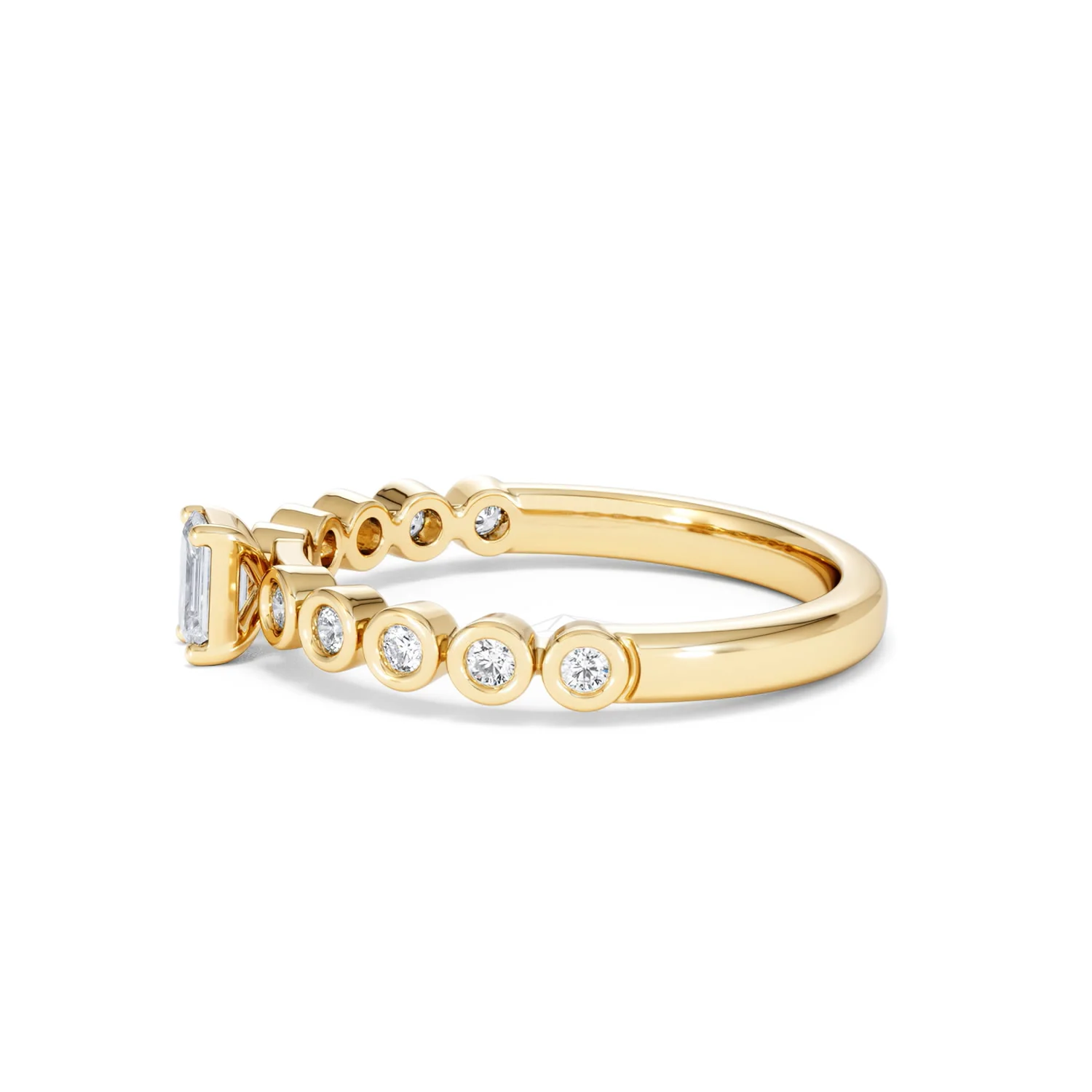 Entwine 0.30ct Emerald Cut Lab Diamond Solitaire Engagement Ring with Side Stones in 18K Gold Vermeil - Image 69