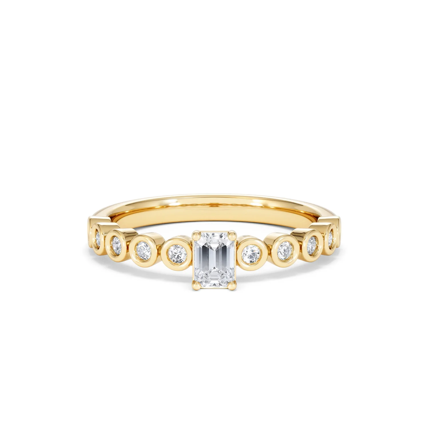Entwine 0.30ct Emerald Cut Lab Diamond Solitaire Engagement Ring with Side Stones in 18K Gold Vermeil - Image 7