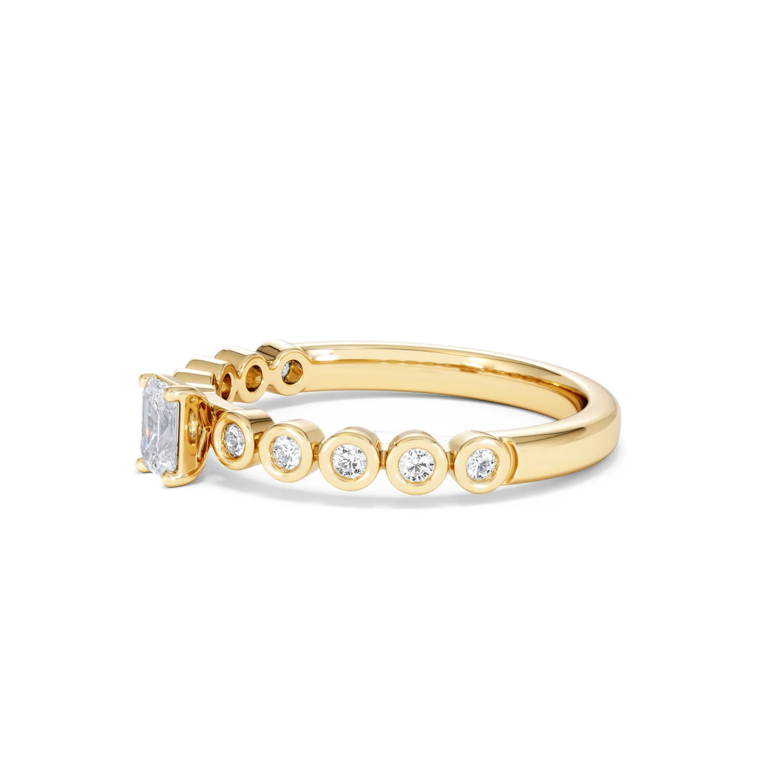 Entwine 0.30ct Emerald Cut Lab Diamond Solitaire Engagement Ring with Side Stones in 18K Gold Vermeil - Image 73