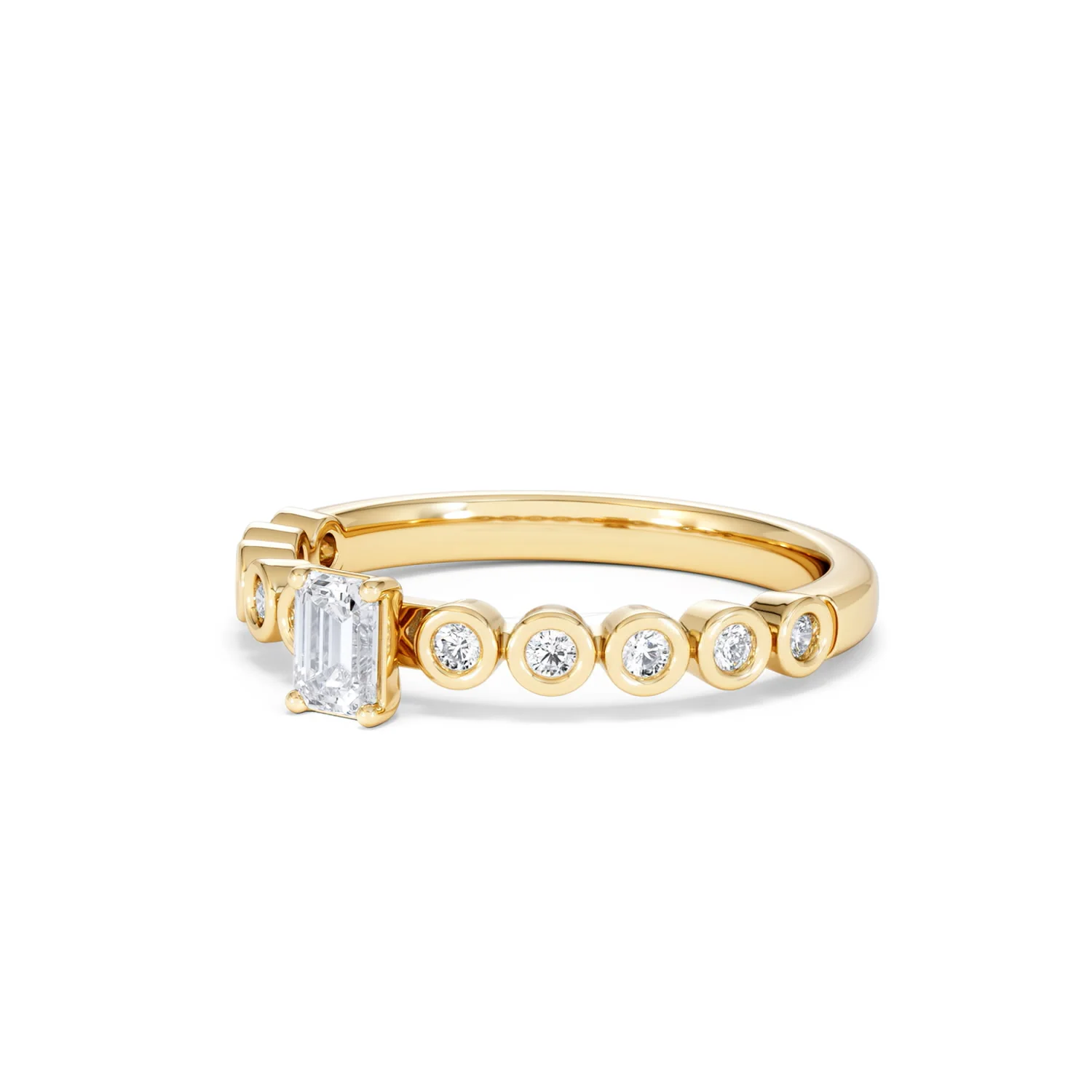 Entwine 0.30ct Emerald Cut Lab Diamond Solitaire Engagement Ring with Side Stones in 18K Gold Vermeil - Image 79