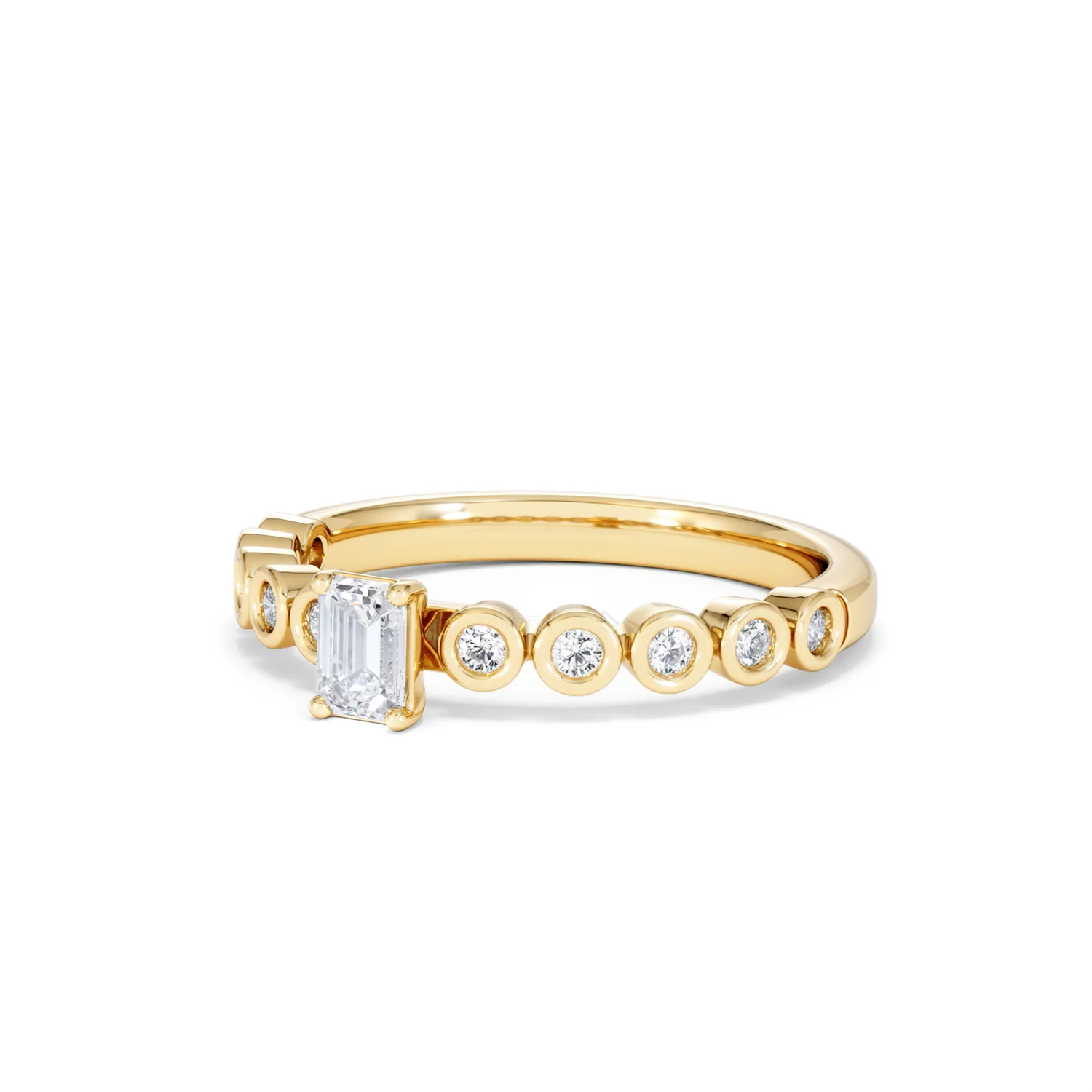 Entwine 0.30ct Emerald Cut Lab Diamond Solitaire Engagement Ring with Side Stones in 18K Gold Vermeil - Image 80