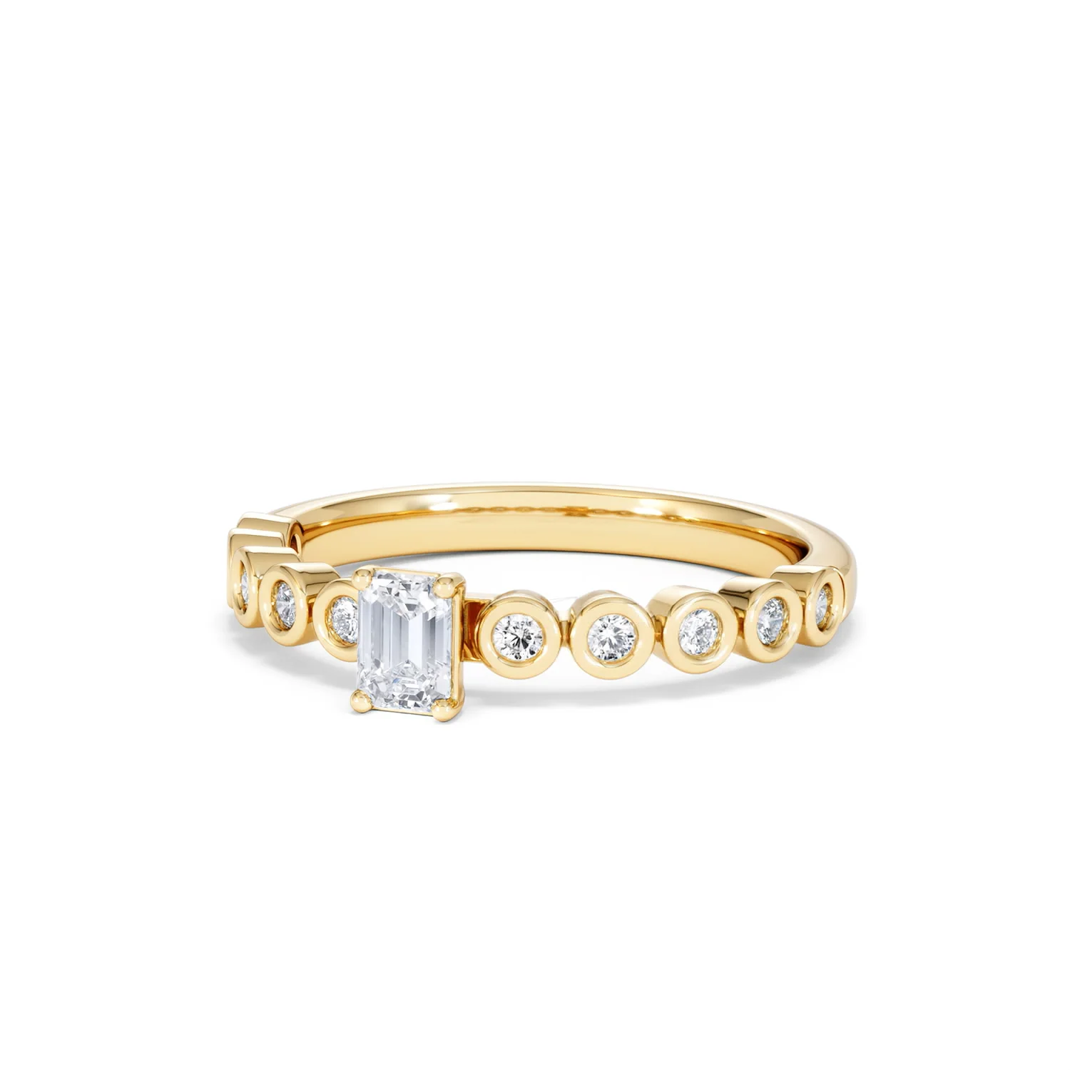 Entwine 0.30ct Emerald Cut Lab Diamond Solitaire Engagement Ring with Side Stones in 18K Gold Vermeil - Image 82