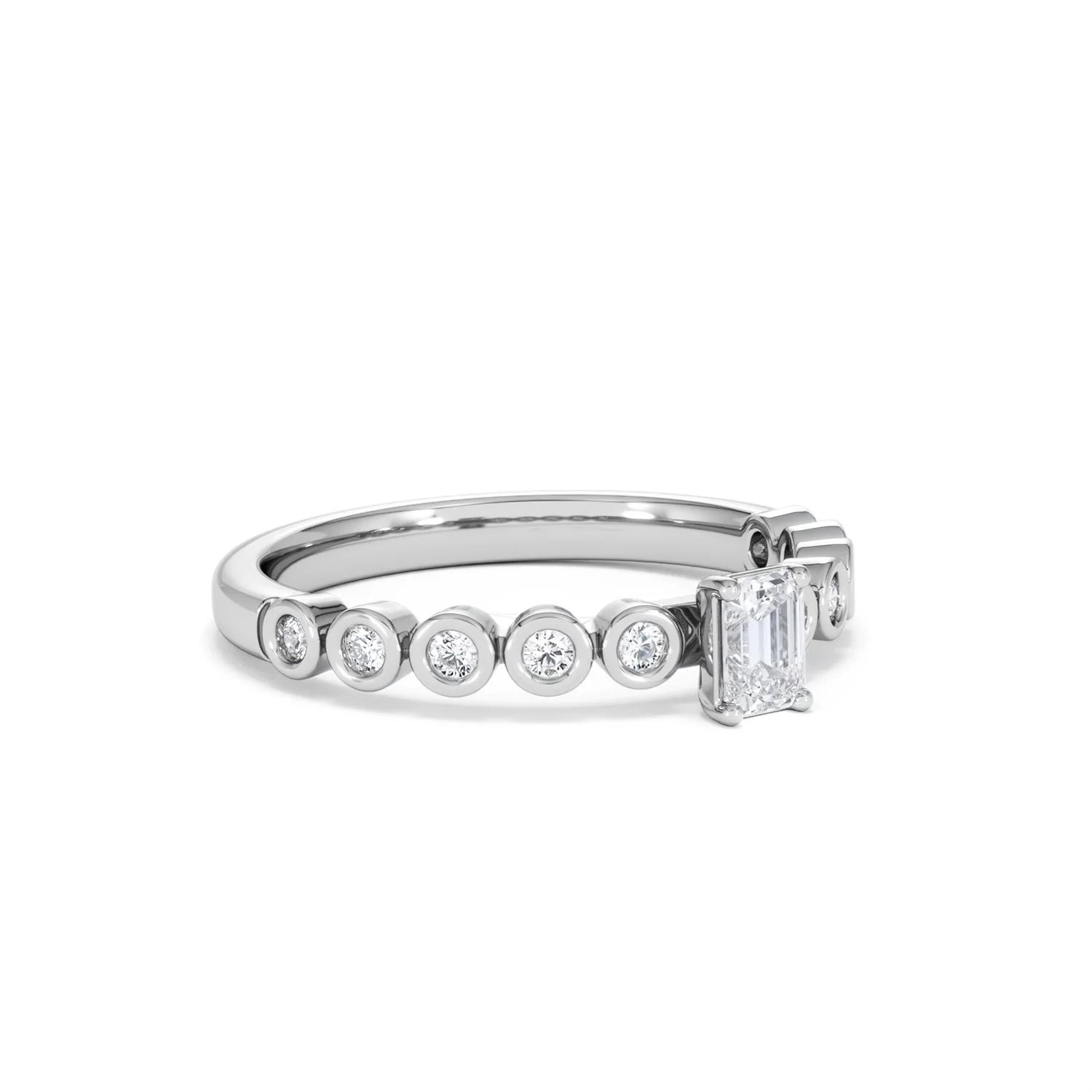 Entwine 0.30ct Emerald Cut Lab Diamond Solitaire Engagement Ring with Side Stones in Sterling Silver - Image 15