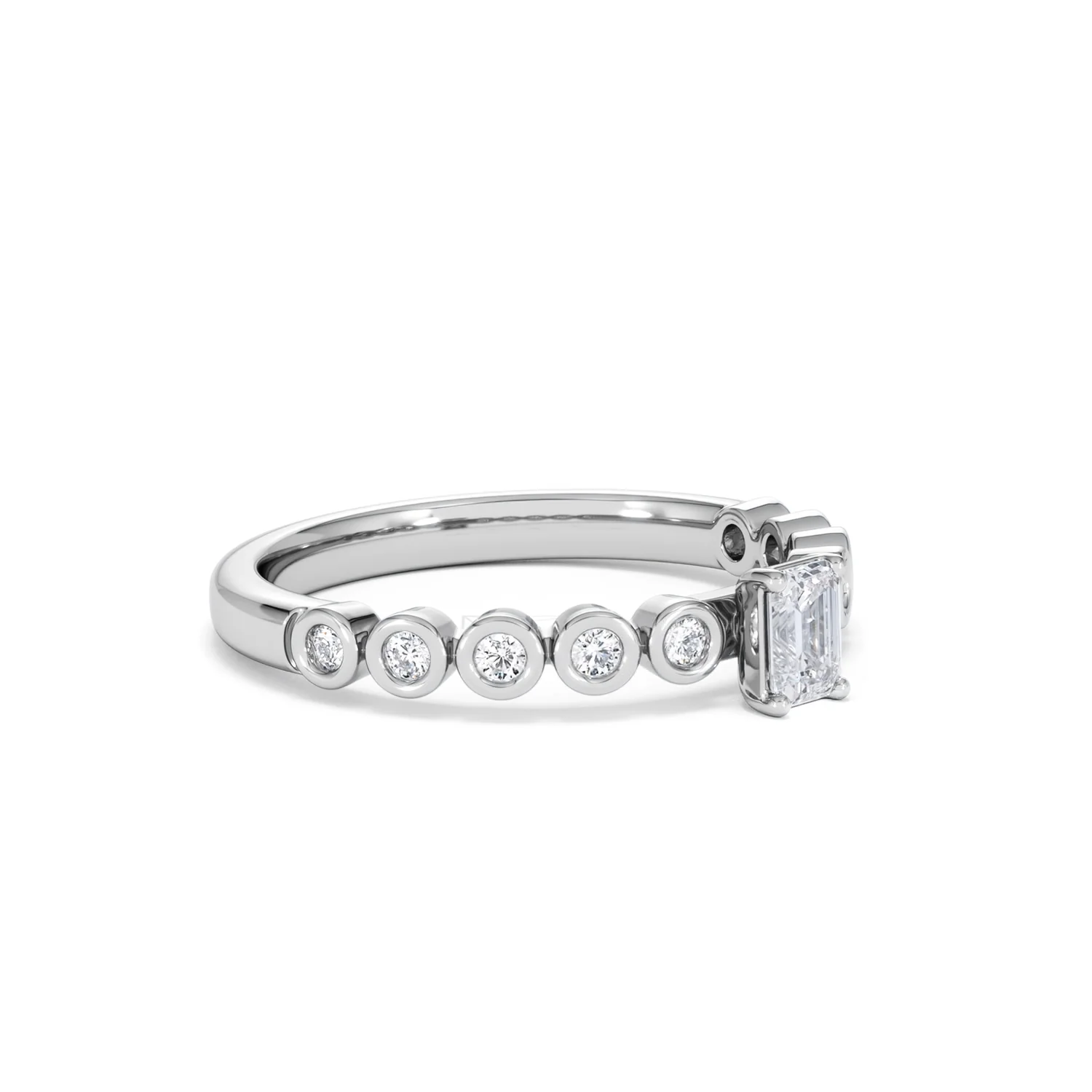 Entwine 0.30ct Emerald Cut Lab Diamond Solitaire Engagement Ring with Side Stones in Sterling Silver - Image 17