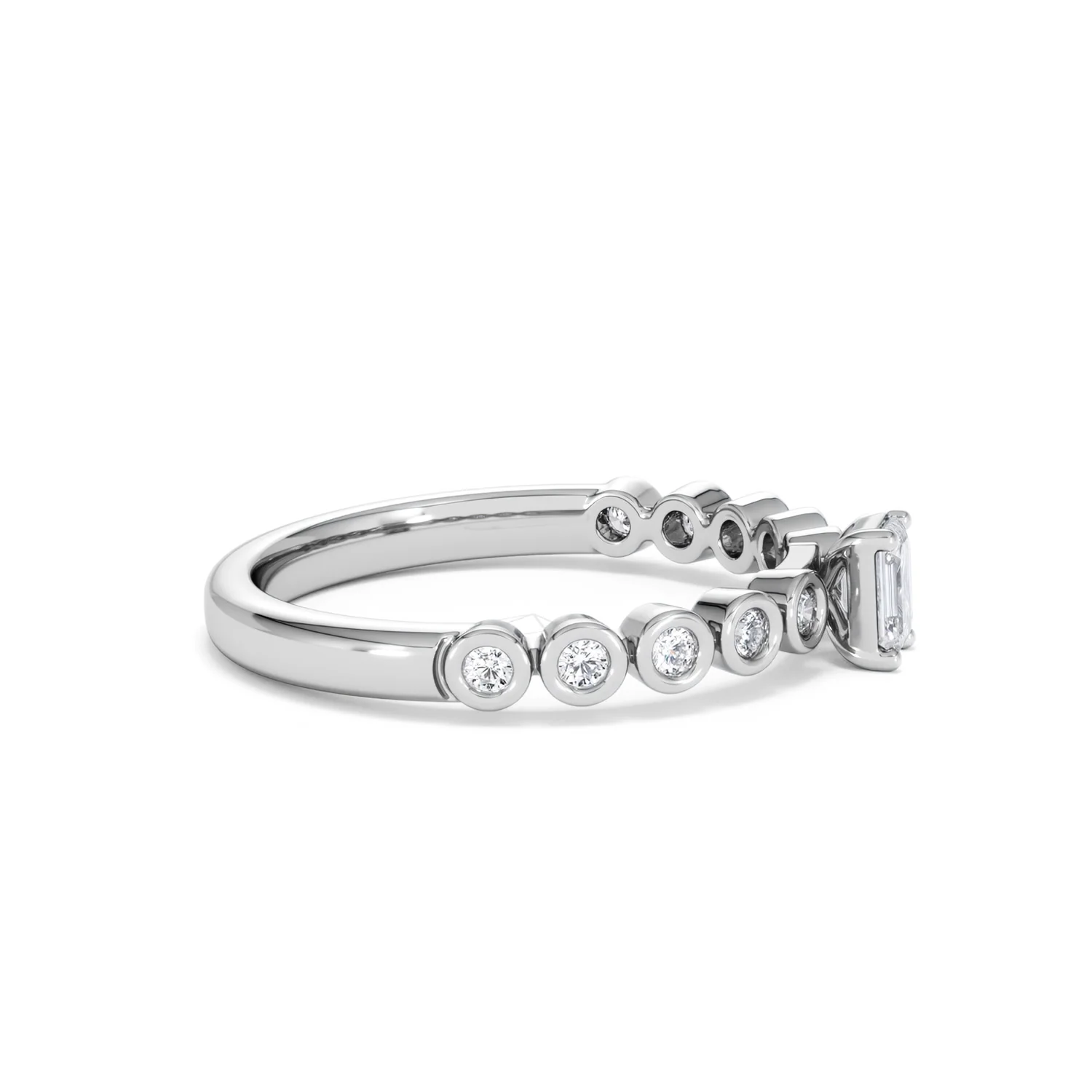 Entwine 0.30ct Emerald Cut Lab Diamond Solitaire Engagement Ring with Side Stones in Sterling Silver - Image 24