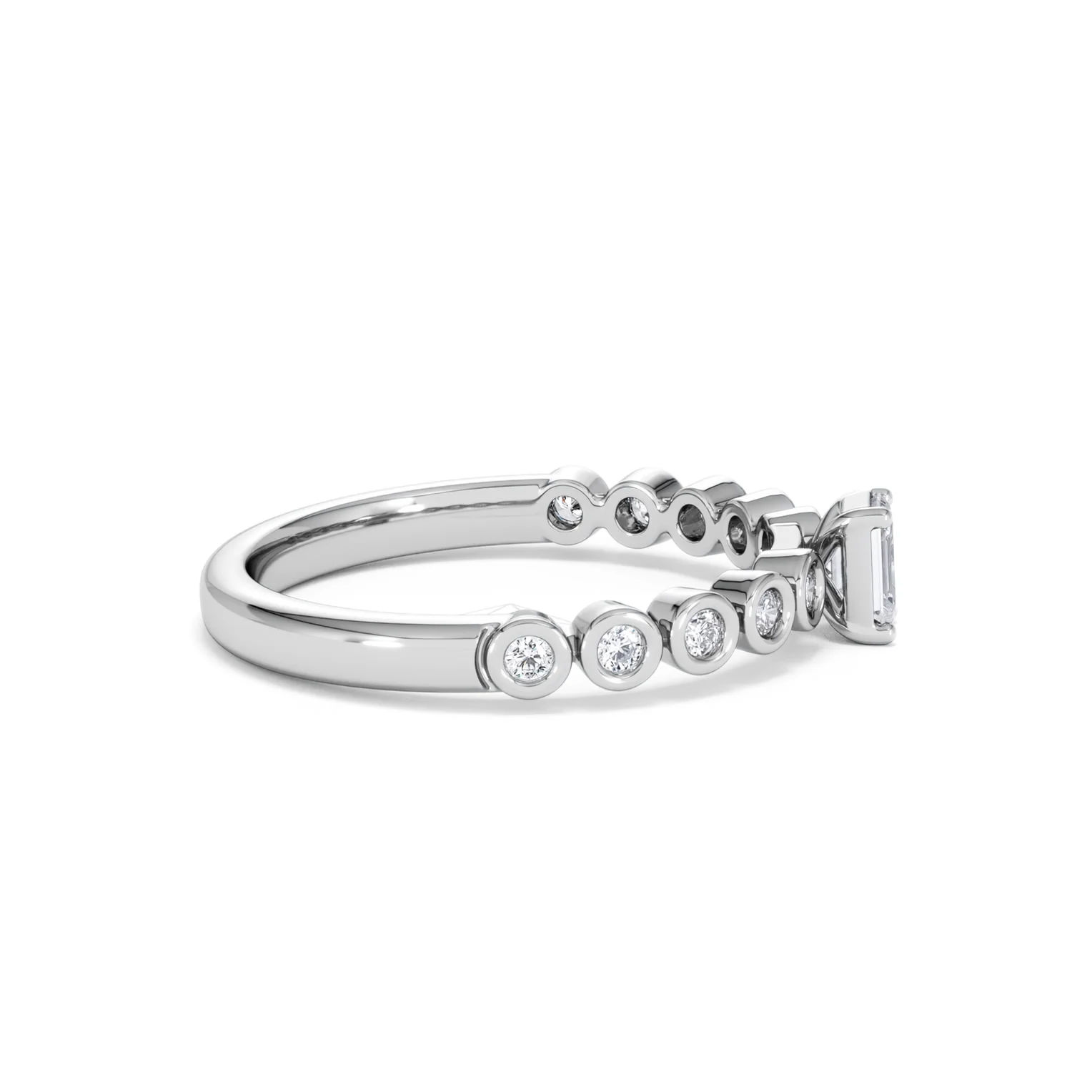 Entwine 0.30ct Emerald Cut Lab Diamond Solitaire Engagement Ring with Side Stones in Sterling Silver - Image 26