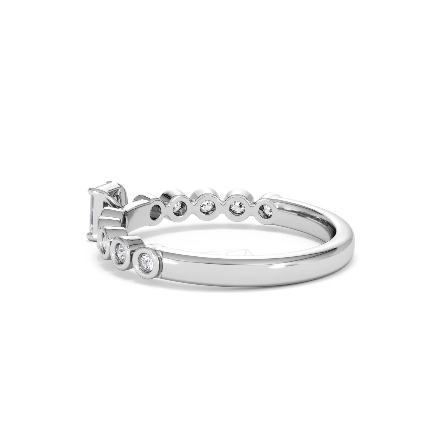 Entwine 0.30ct Emerald Cut Lab Diamond Solitaire Engagement Ring with Side Stones in Sterling Silver - Image 60