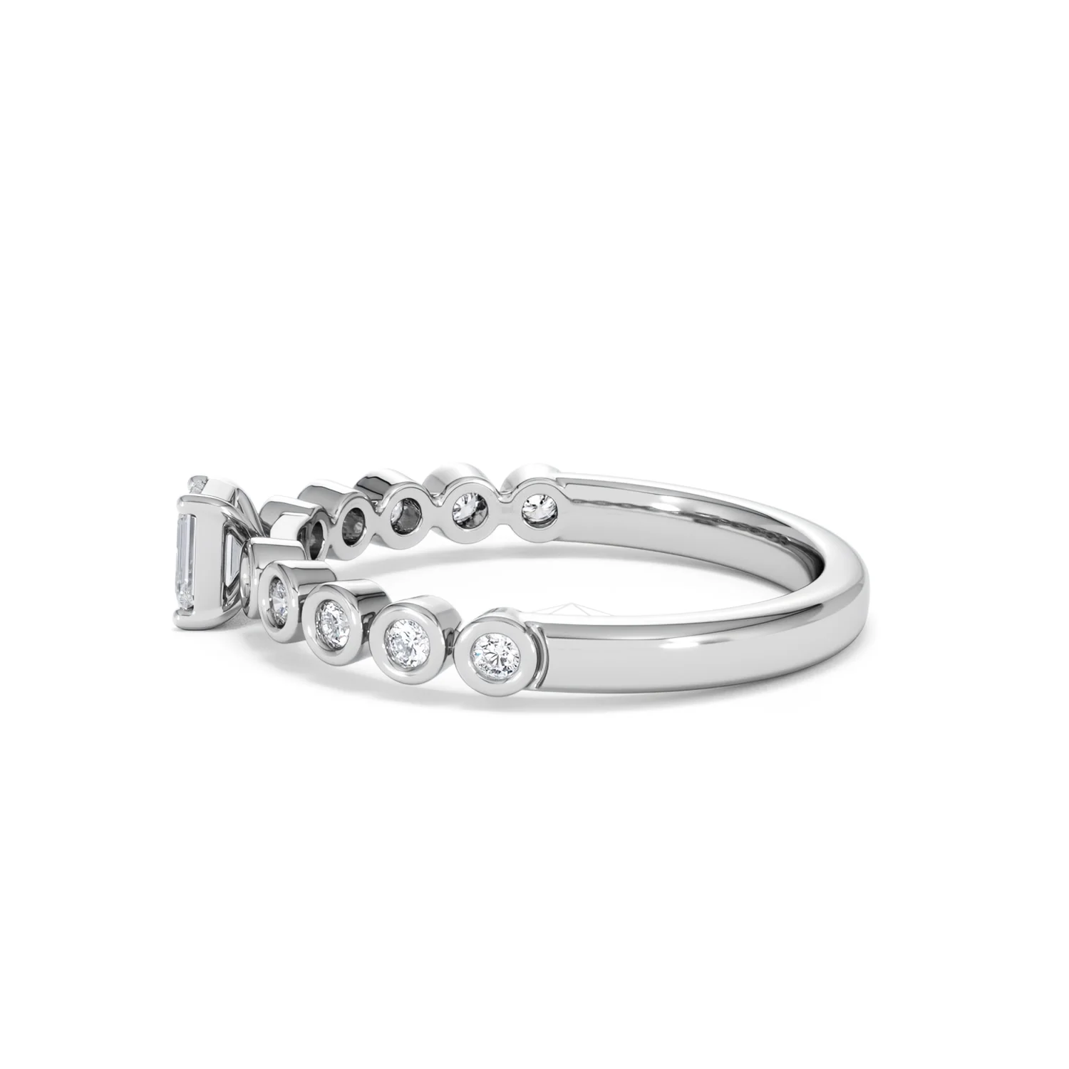 Entwine 0.30ct Emerald Cut Lab Diamond Solitaire Engagement Ring with Side Stones in Sterling Silver - Image 66