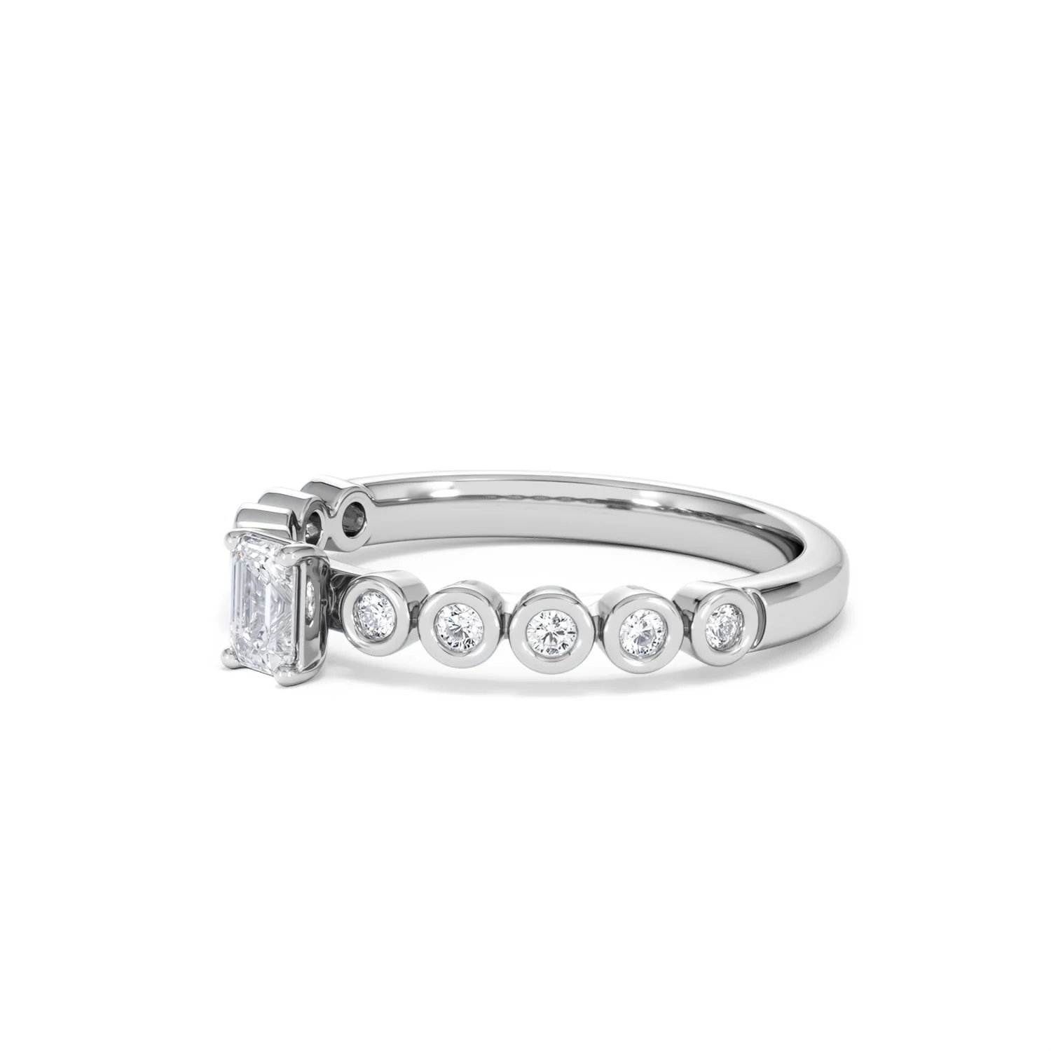 Entwine 0.30ct Emerald Cut Lab Diamond Solitaire Engagement Ring with Side Stones in Sterling Silver - Image 76