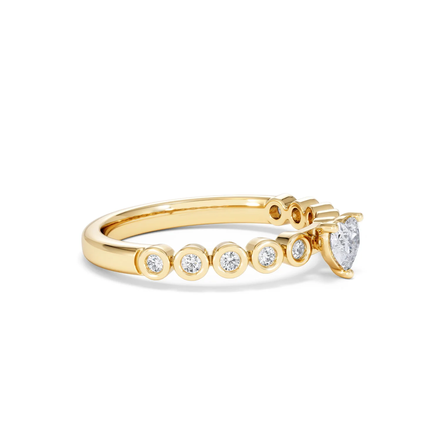 Entwine 0.30ct Heart Cut Lab Diamond Solitaire Engagement Ring with Side Stones in 18K Gold Vermeil - Image 20