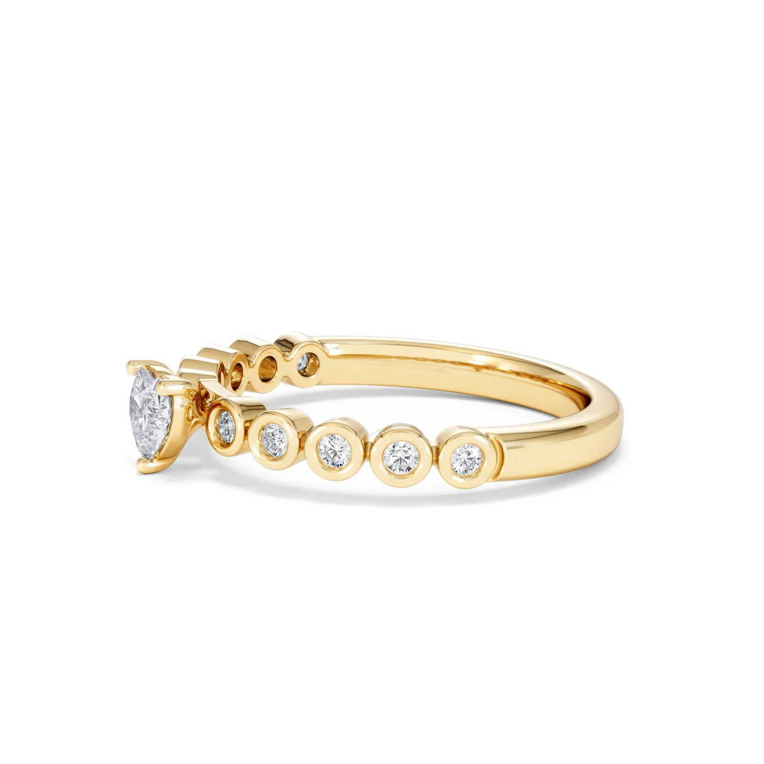 Entwine 0.30ct Heart Cut Lab Diamond Solitaire Engagement Ring with Side Stones in 18K Gold Vermeil - Image 72
