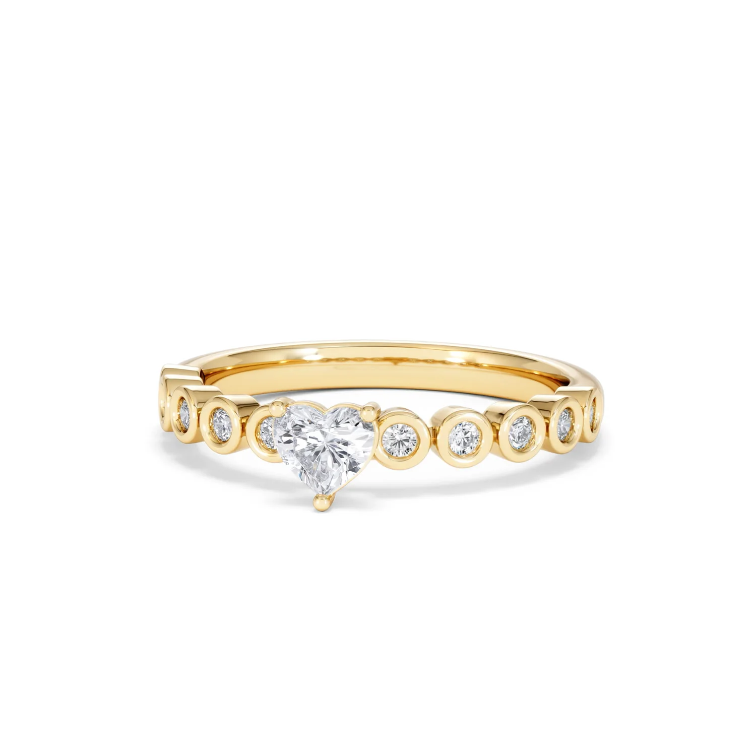Entwine 0.30ct Heart Cut Lab Diamond Solitaire Engagement Ring with Side Stones in 18K Gold Vermeil - Image 84