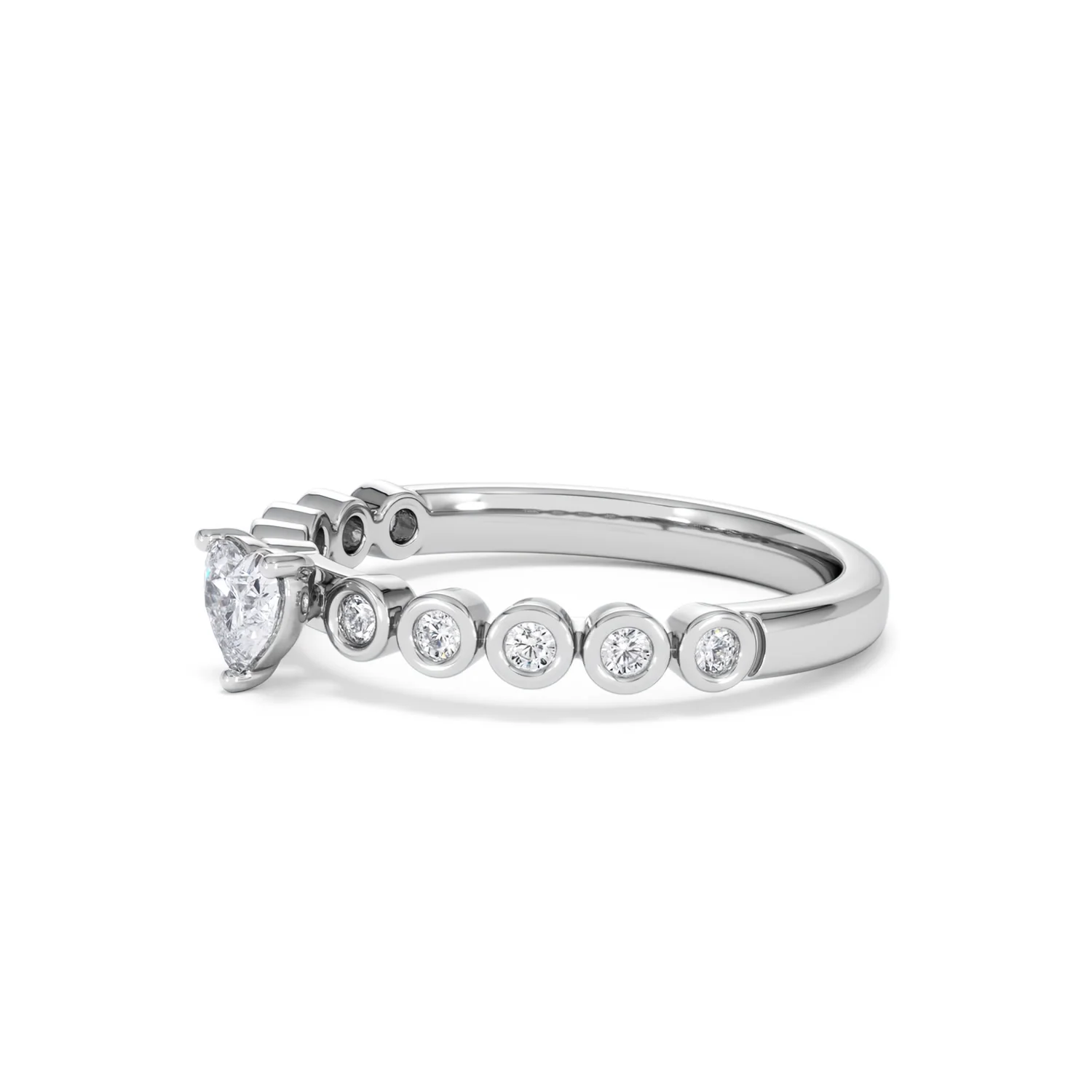 Entwine 0.30ct Heart Cut Lab Diamond Solitaire Engagement Ring with Side Stones in Sterling Silver - Image 74