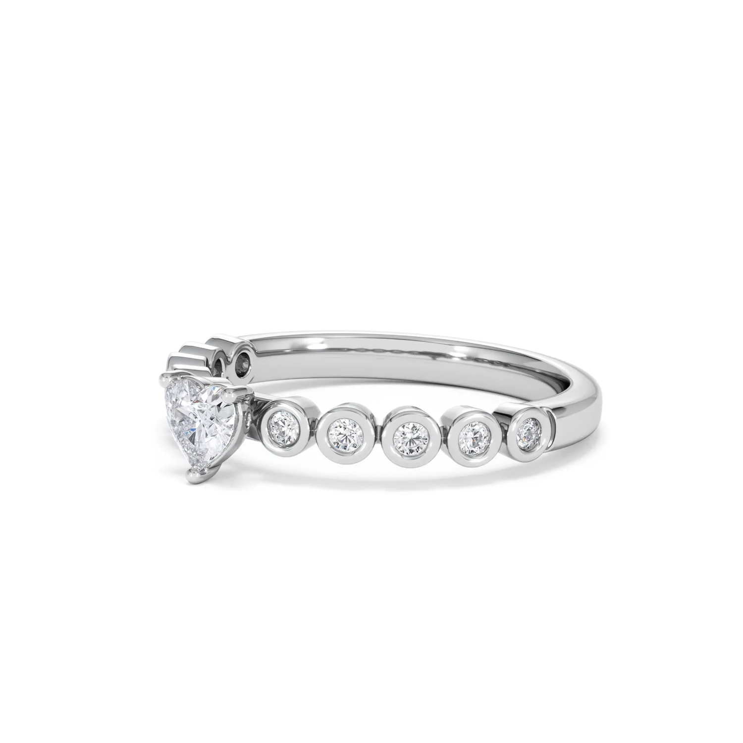 Entwine 0.30ct Heart Cut Lab Diamond Solitaire Engagement Ring with Side Stones in Sterling Silver - Image 77