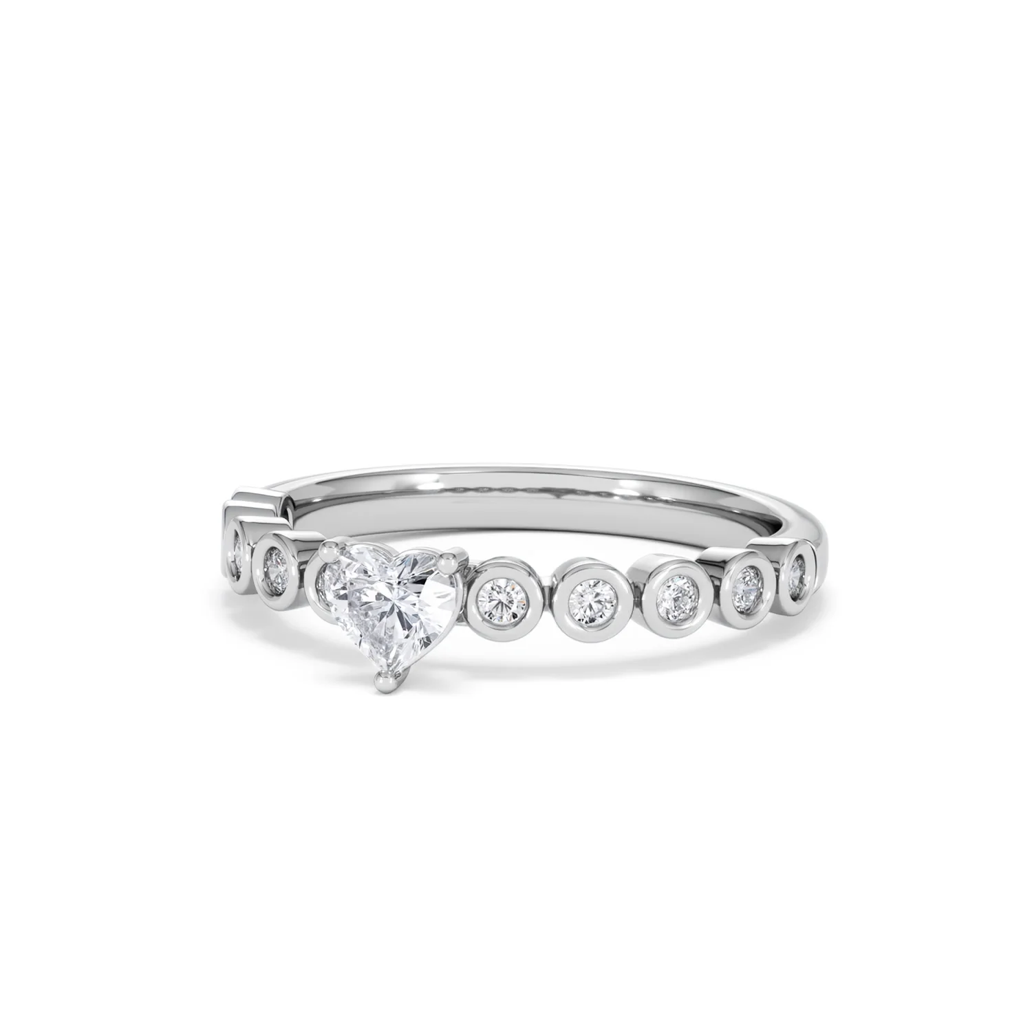 Entwine 0.30ct Heart Cut Lab Diamond Solitaire Engagement Ring with Side Stones in Sterling Silver - Image 82