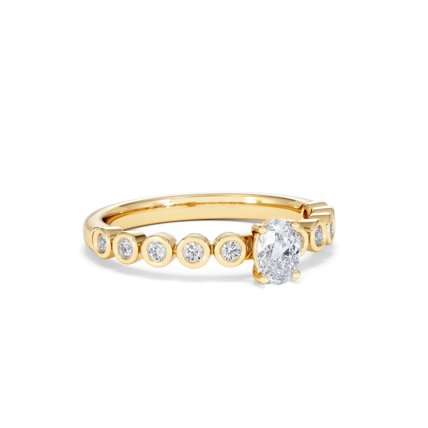 Entwine 0.30ct Oval Cut Lab Diamond Solitaire Engagement Ring with Side Stones in 18K Gold Vermeil - Image 13