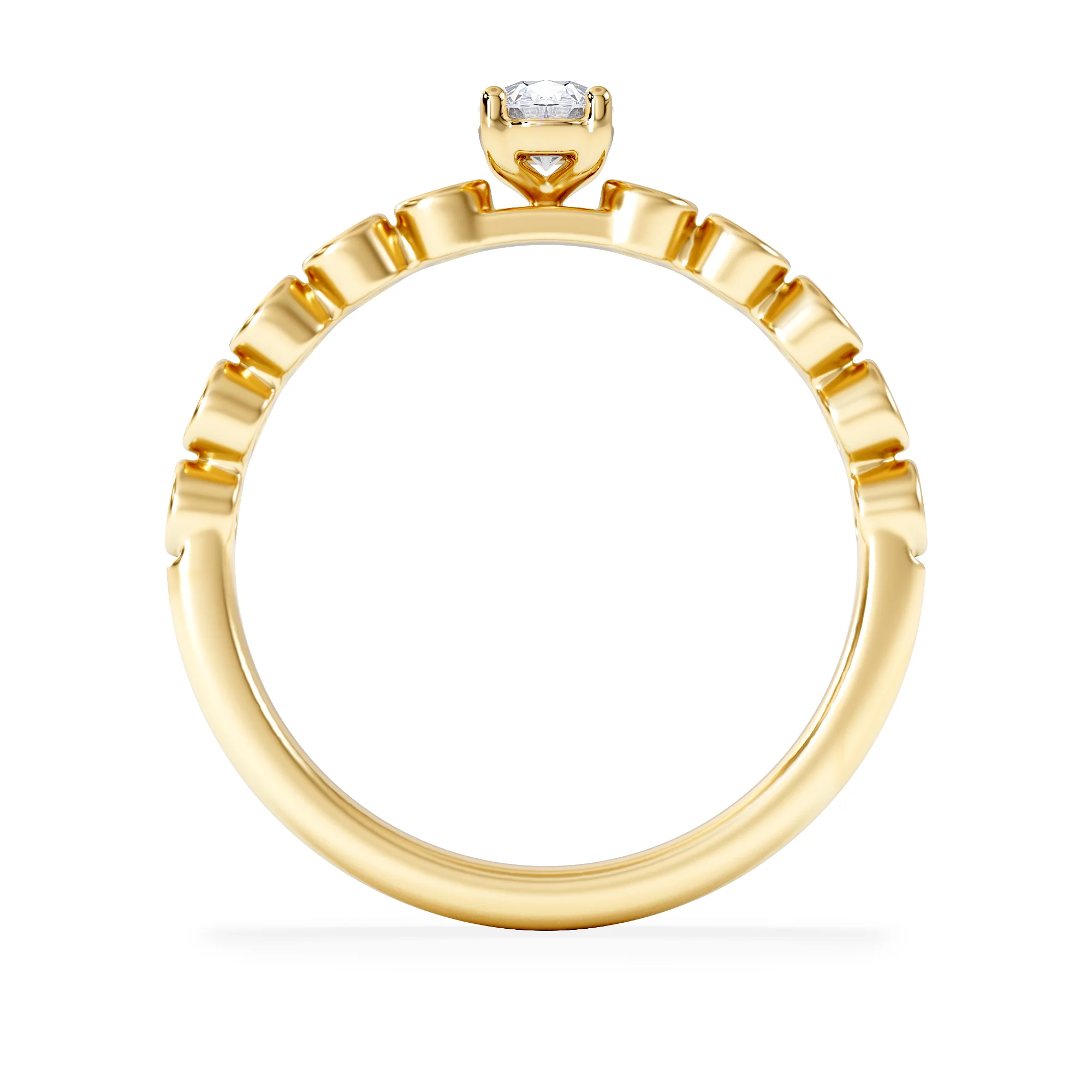 Entwine 0.30ct Oval Cut Lab Diamond Solitaire Engagement Ring with Side Stones in 18K Gold Vermeil - Image 3