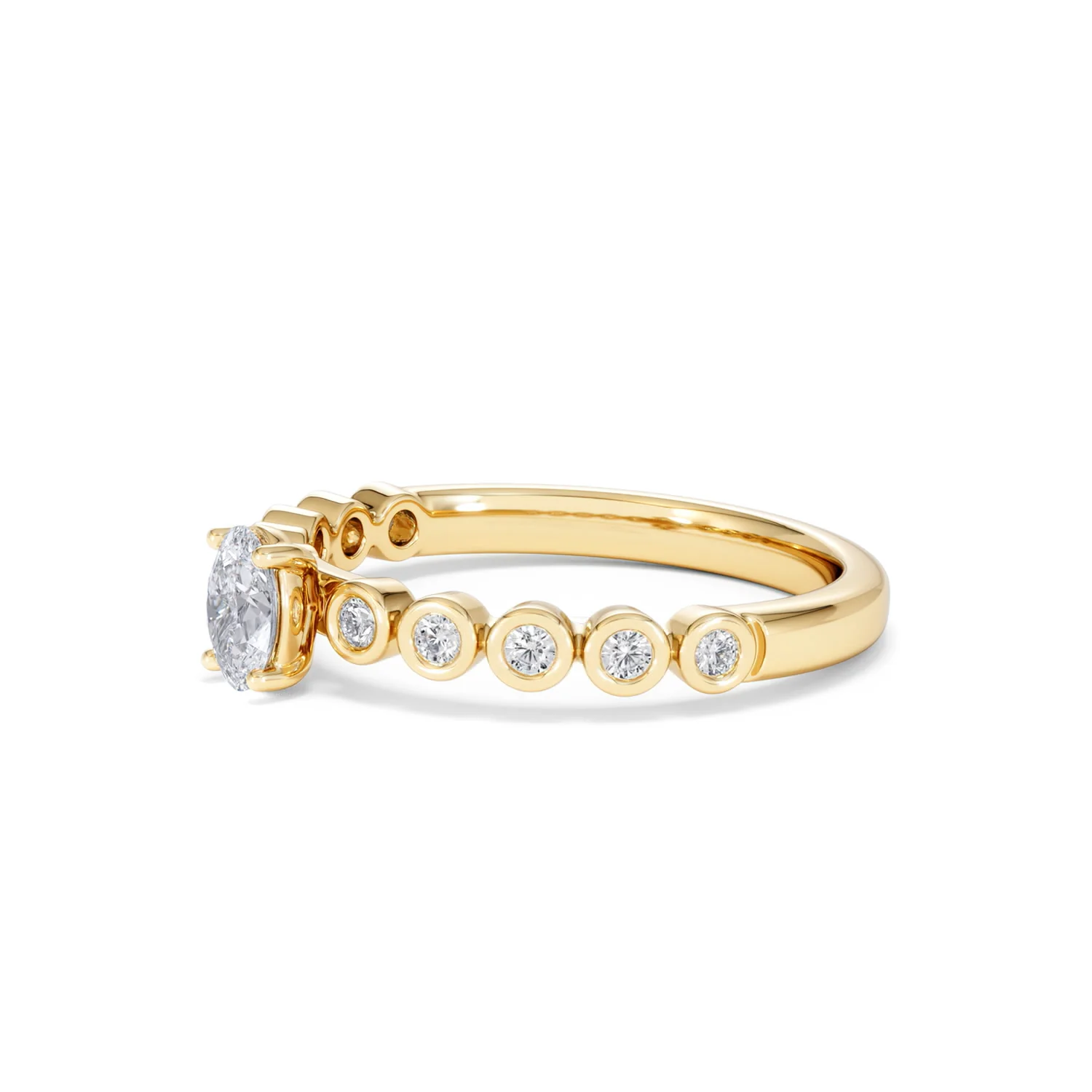 Entwine 0.30ct Oval Cut Lab Diamond Solitaire Engagement Ring with Side Stones in 18K Gold Vermeil - Image 74