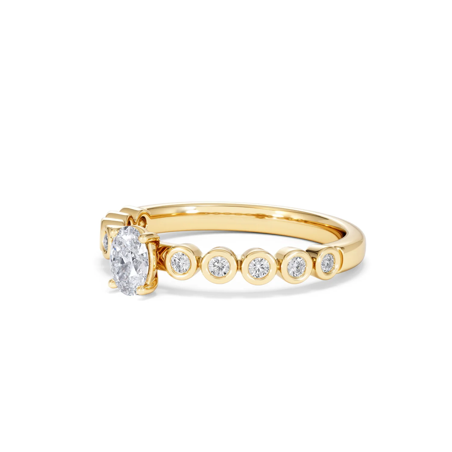 Entwine 0.30ct Oval Cut Lab Diamond Solitaire Engagement Ring with Side Stones in 18K Gold Vermeil - Image 78