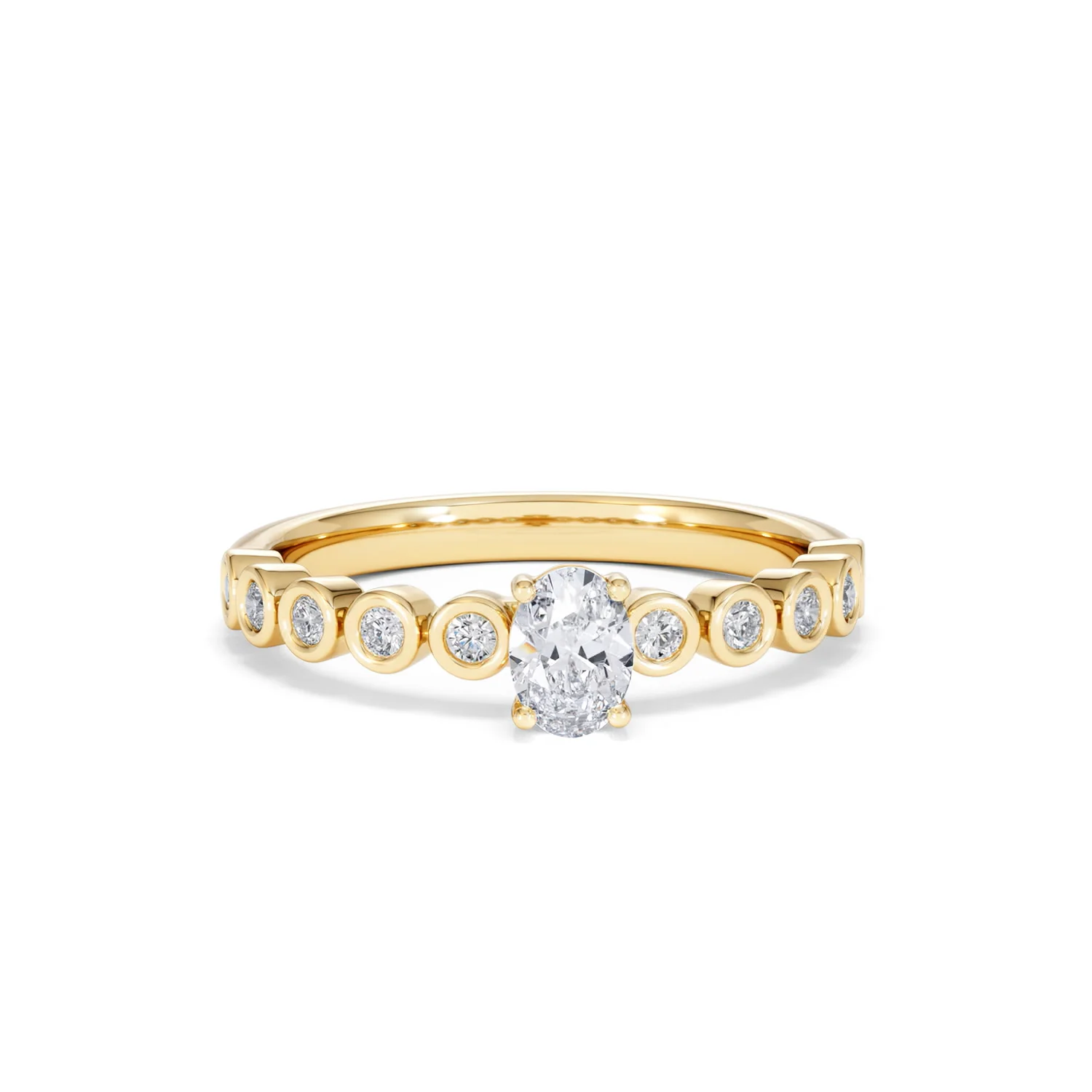 Entwine 0.30ct Oval Cut Lab Diamond Solitaire Engagement Ring with Side Stones in 18K Gold Vermeil - Image 8