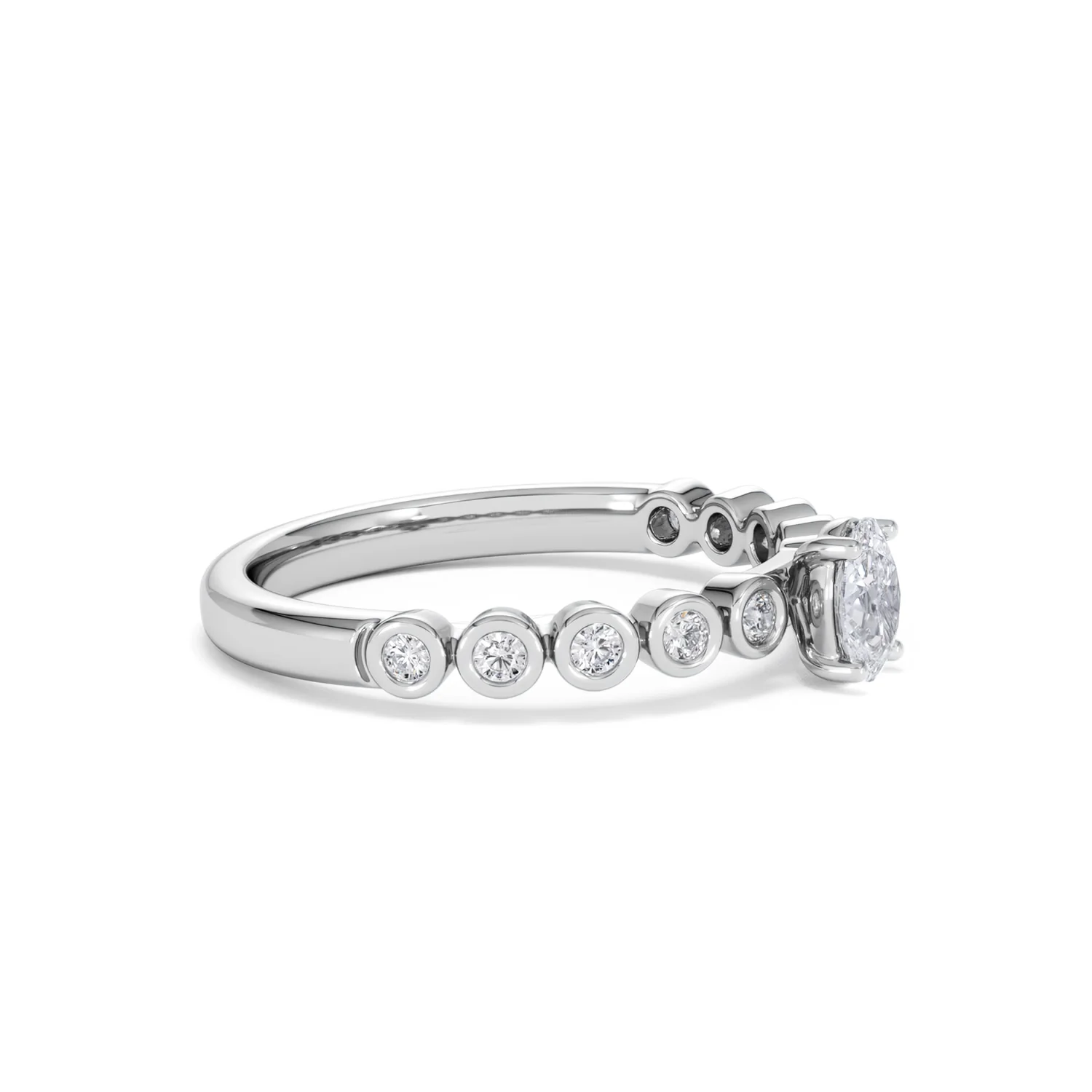 Entwine 0.30ct Oval Cut Lab Diamond Solitaire Engagement Ring with Side Stones in Sterling Silver - Image 21