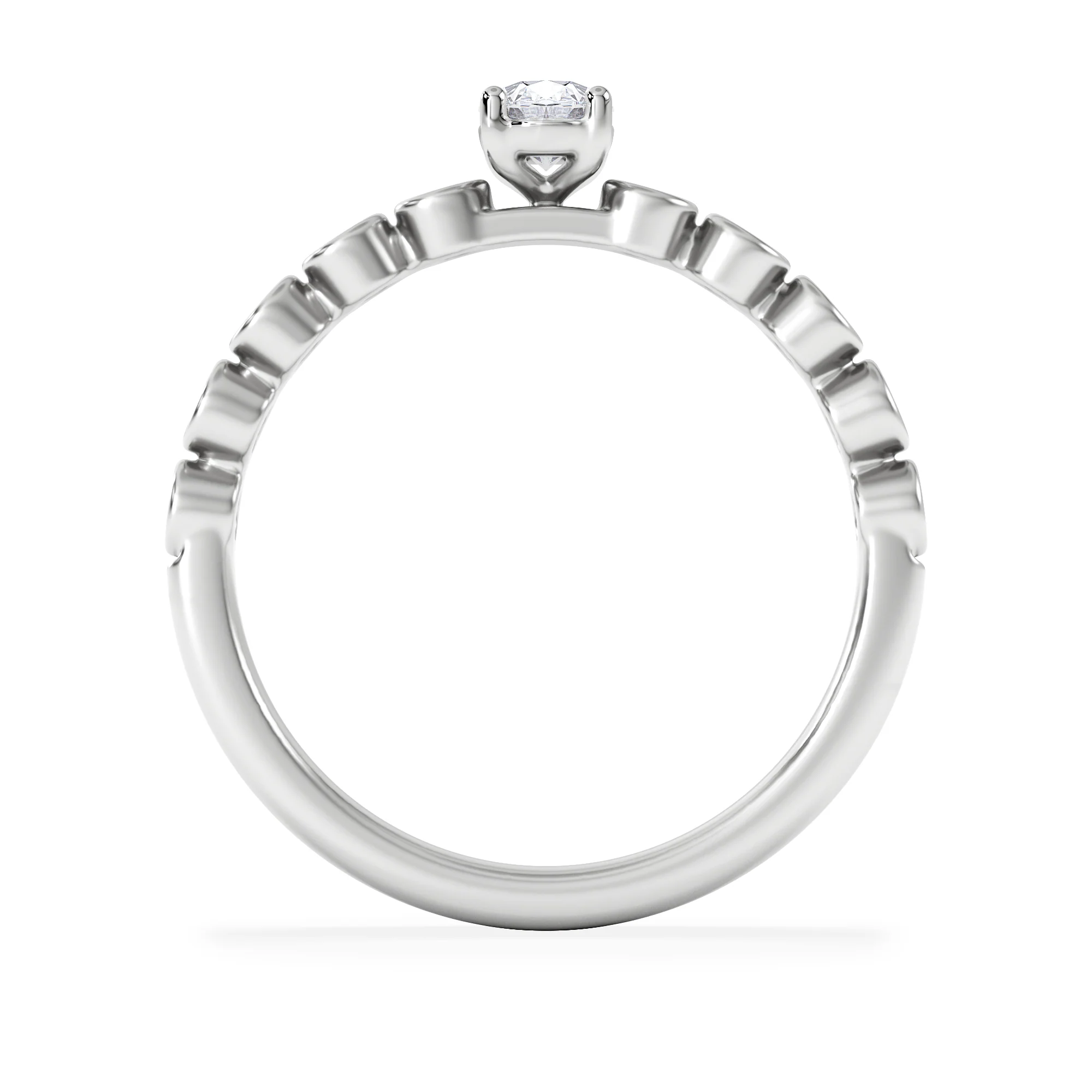 Entwine 0.30ct Oval Cut Lab Diamond Solitaire Engagement Ring with Side Stones in Sterling Silver - Image 3