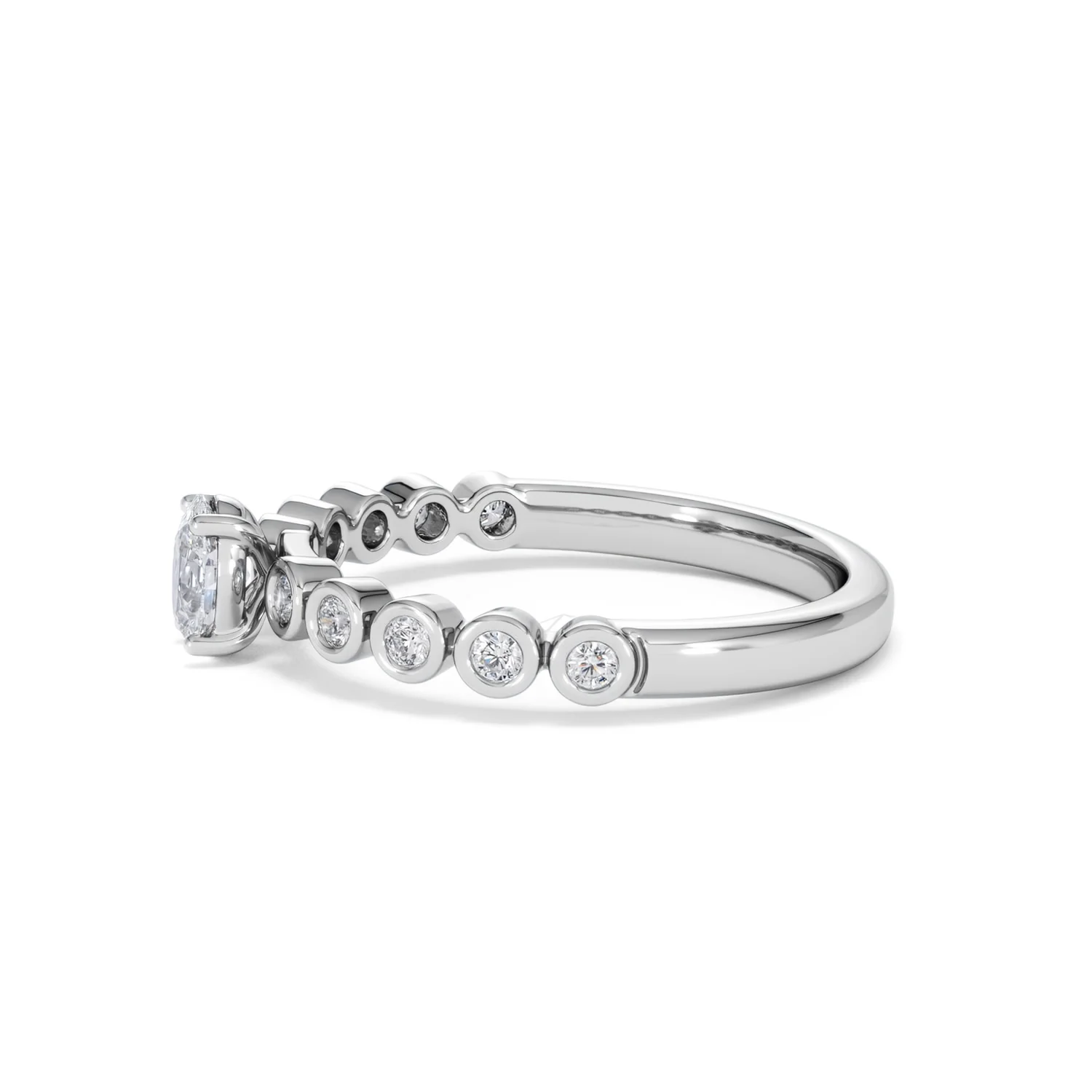 Entwine 0.30ct Oval Cut Lab Diamond Solitaire Engagement Ring with Side Stones in Sterling Silver - Image 69