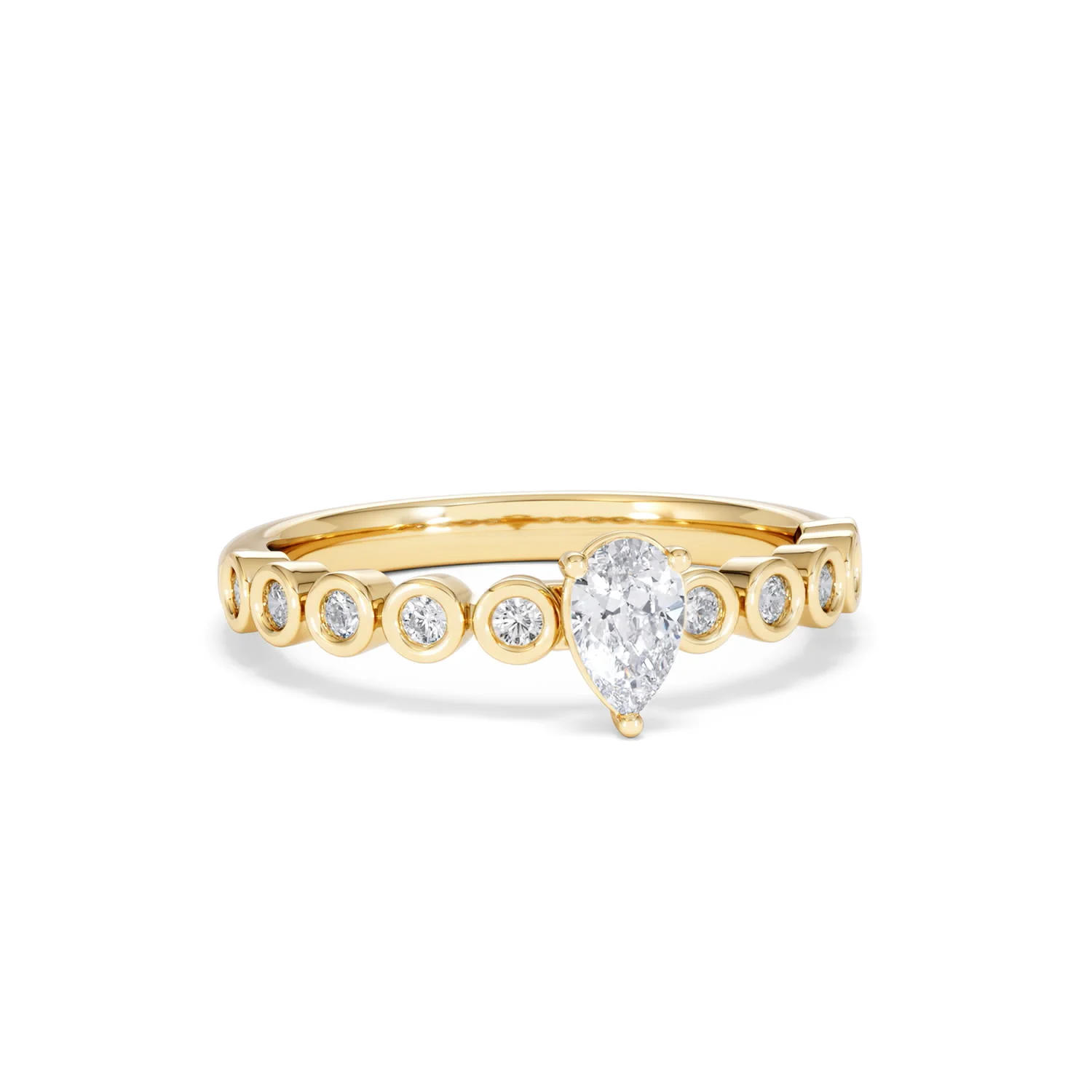 Entwine 0.30ct Pear Cut Lab Diamond Solitaire Engagement Ring with Side Stones in 18K Gold Vermeil - Image 10