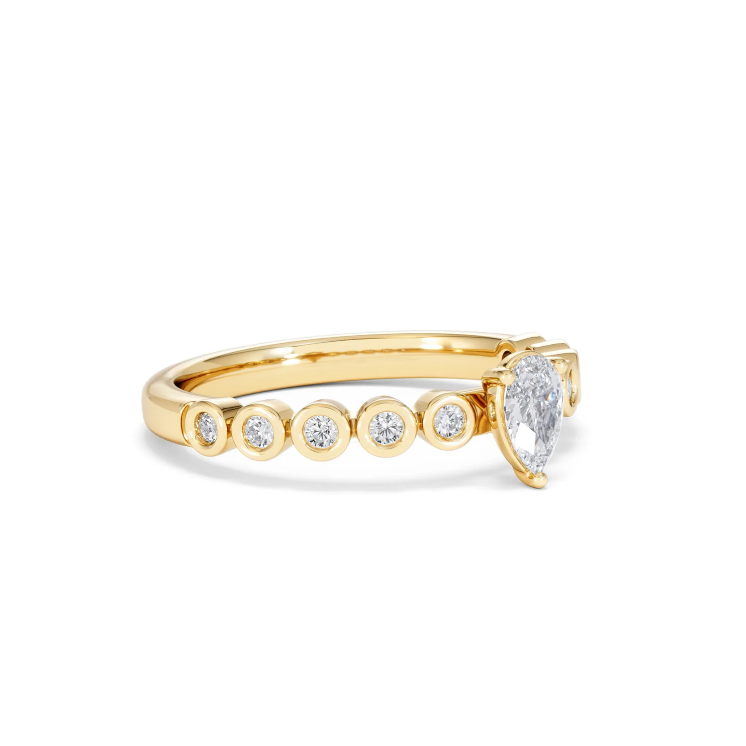 Entwine 0.30ct Pear Cut Lab Diamond Solitaire Engagement Ring with Side Stones in 18K Gold Vermeil - Image 16