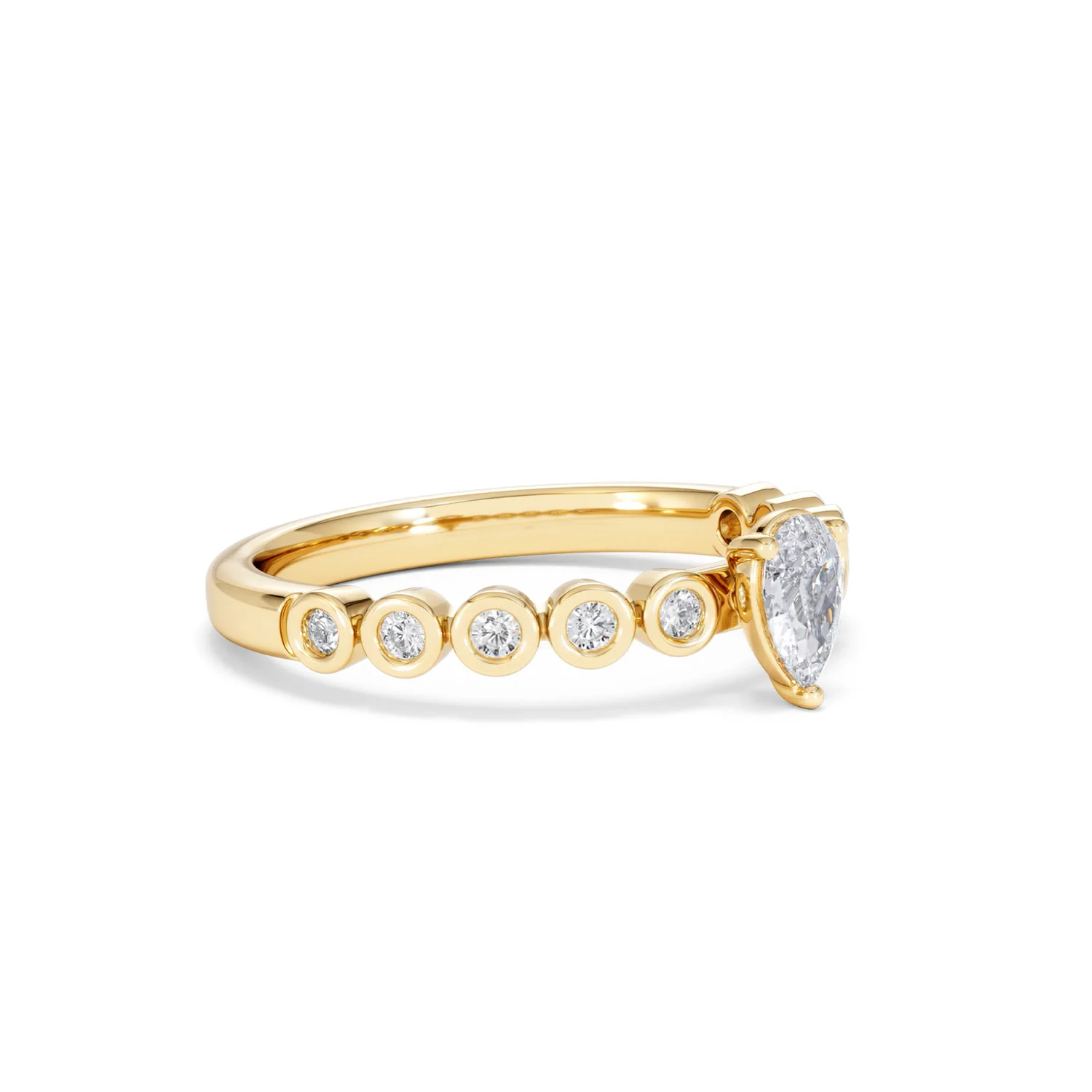 Entwine 0.30ct Pear Cut Lab Diamond Solitaire Engagement Ring with Side Stones in 18K Gold Vermeil - Image 17