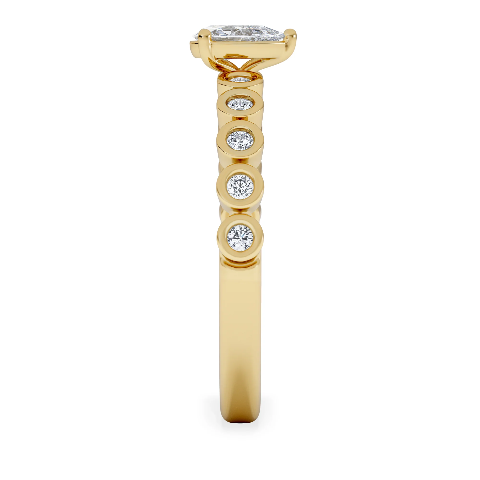 Entwine 0.30ct Pear Cut Lab Diamond Solitaire Engagement Ring with Side Stones in 18K Gold Vermeil - Image 5