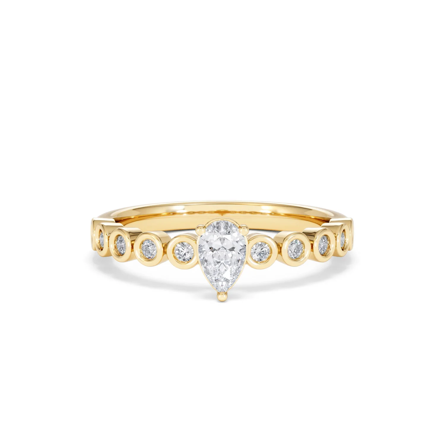 Entwine 0.30ct Pear Cut Lab Diamond Solitaire Engagement Ring with Side Stones in 18K Gold Vermeil - Image 7